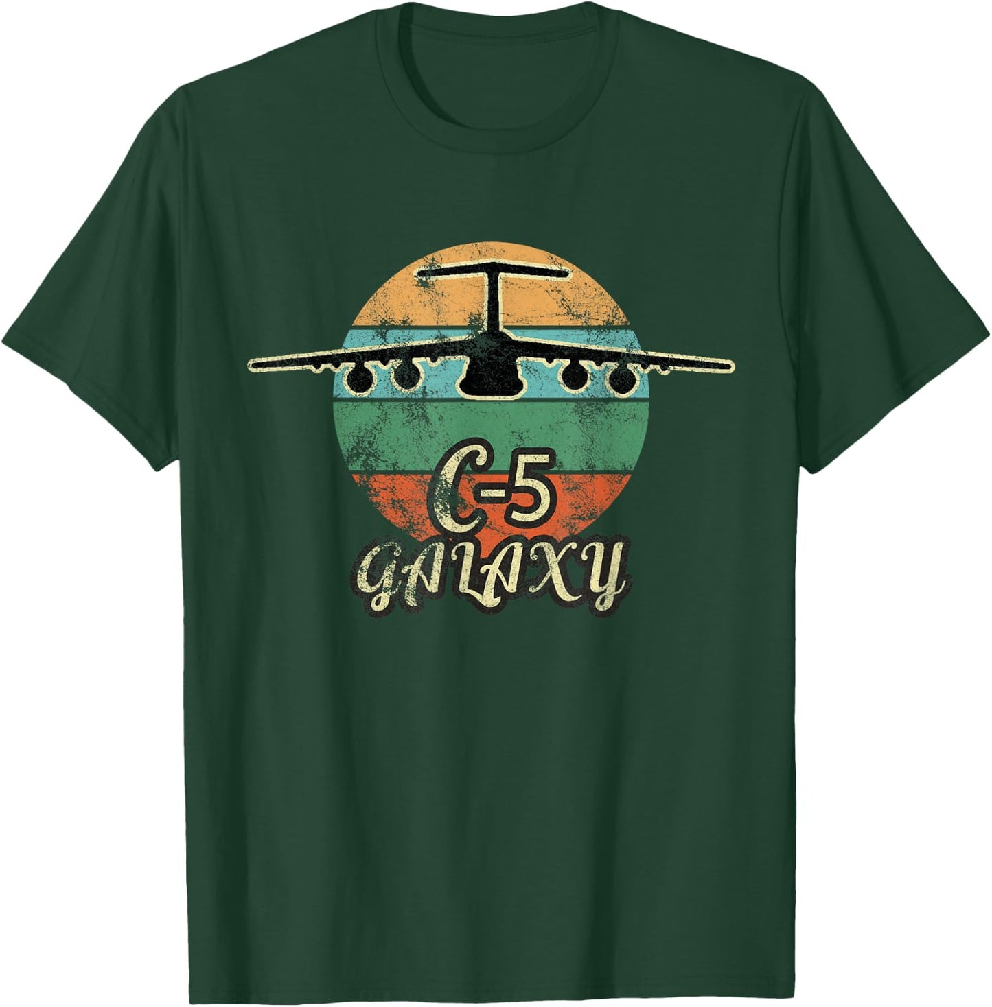 C-5 Galaxy Vintage Sunset Airlift Cargo Airplane T-Shirt - T-Shirt | Forest
