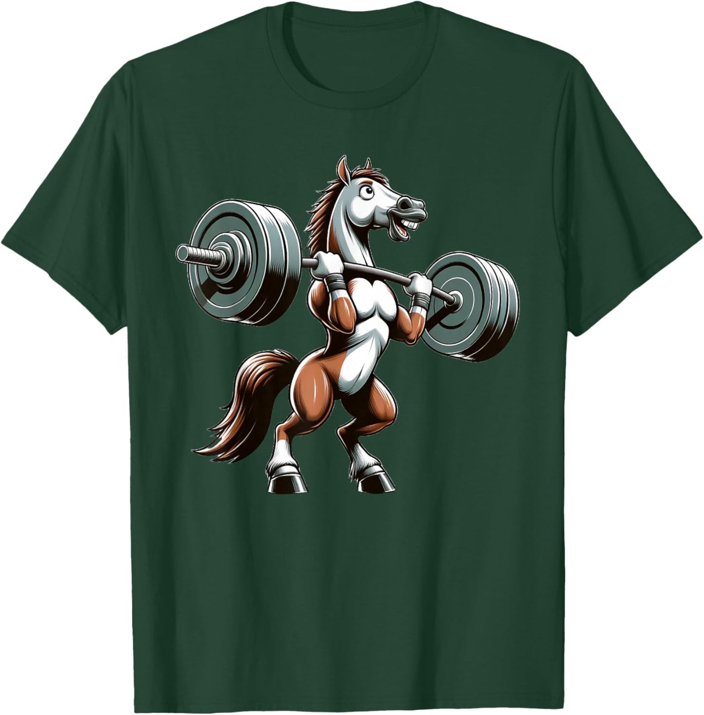 Horse Powerlifting Weightlifting Gym Workout T-Shirt - T-Shirt | Forest