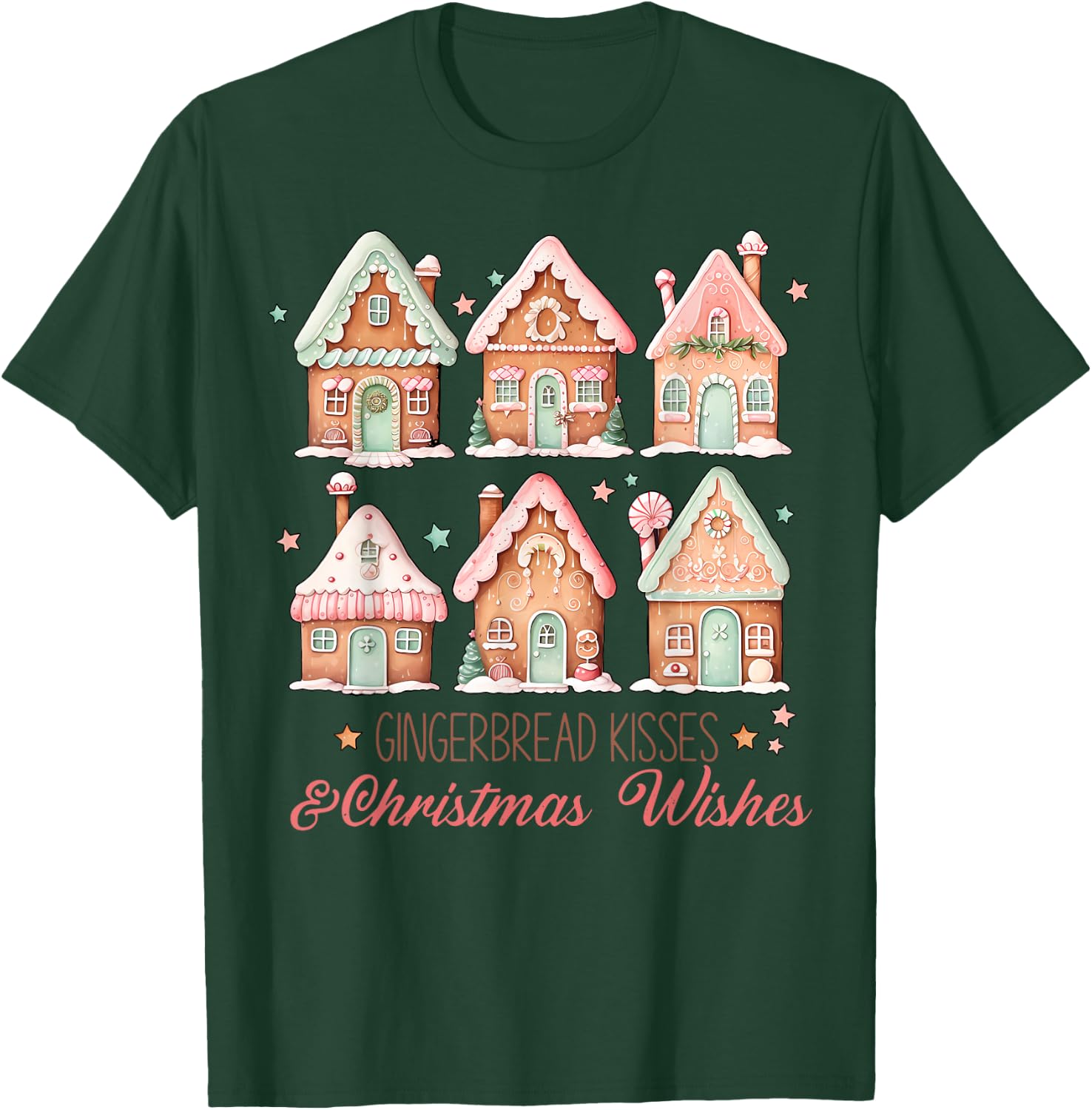 Gingerbread Kisses and Christmas Wishes Matching Family T-Shirt - T-Shirt | Forest