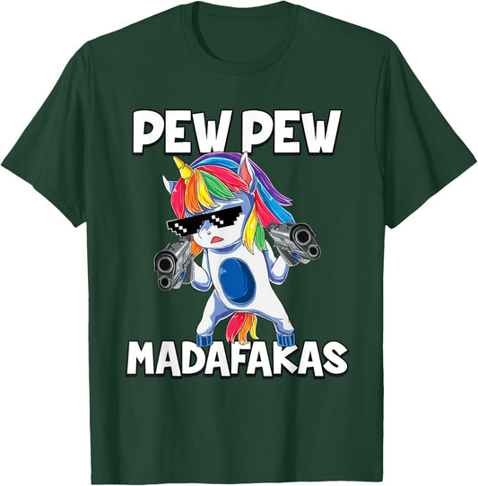 Pew Pew Madafakas Unicorn T-Shirt - T-Shirt | Forest