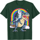 Siberian Husky Riding Dinosaur T-rex Gifts Boys Kids Rainbow T-Shirt - T-Shirt | Forest