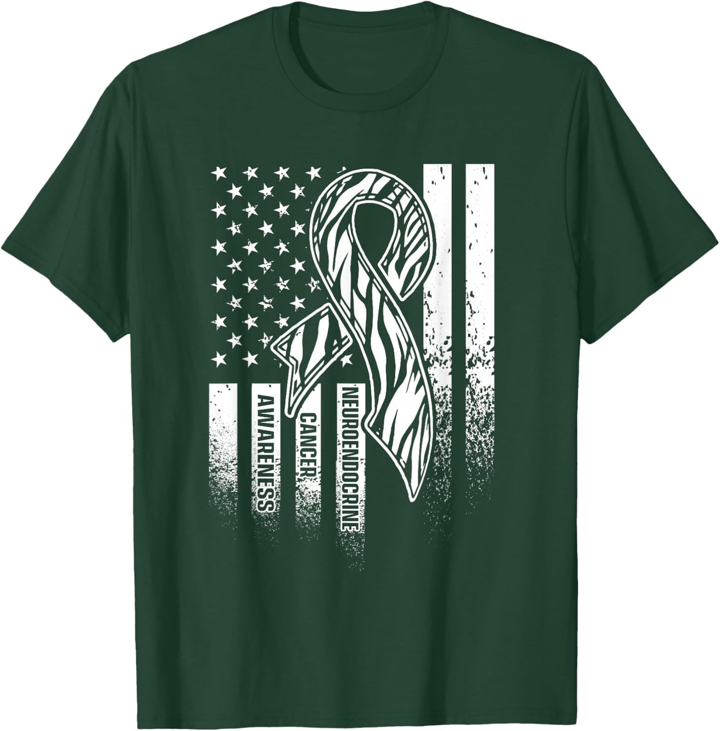 Neuroendocrine Cancer Survivor US Flag Warrior T-Shirt - T-Shirt | Forest