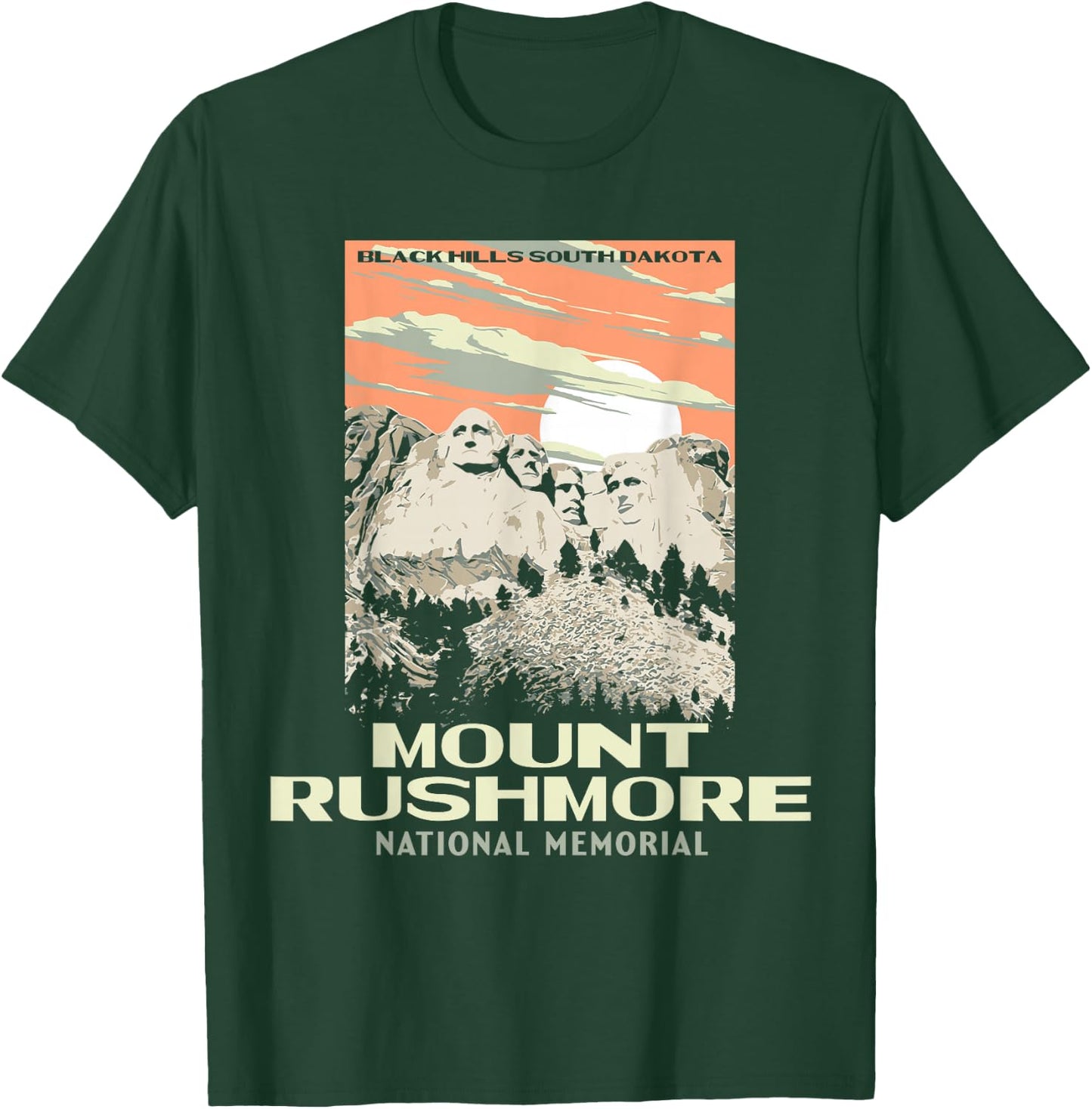 Mount Rushmore - South Dakota WPA Style T-Shirt - T-Shirt | Forest