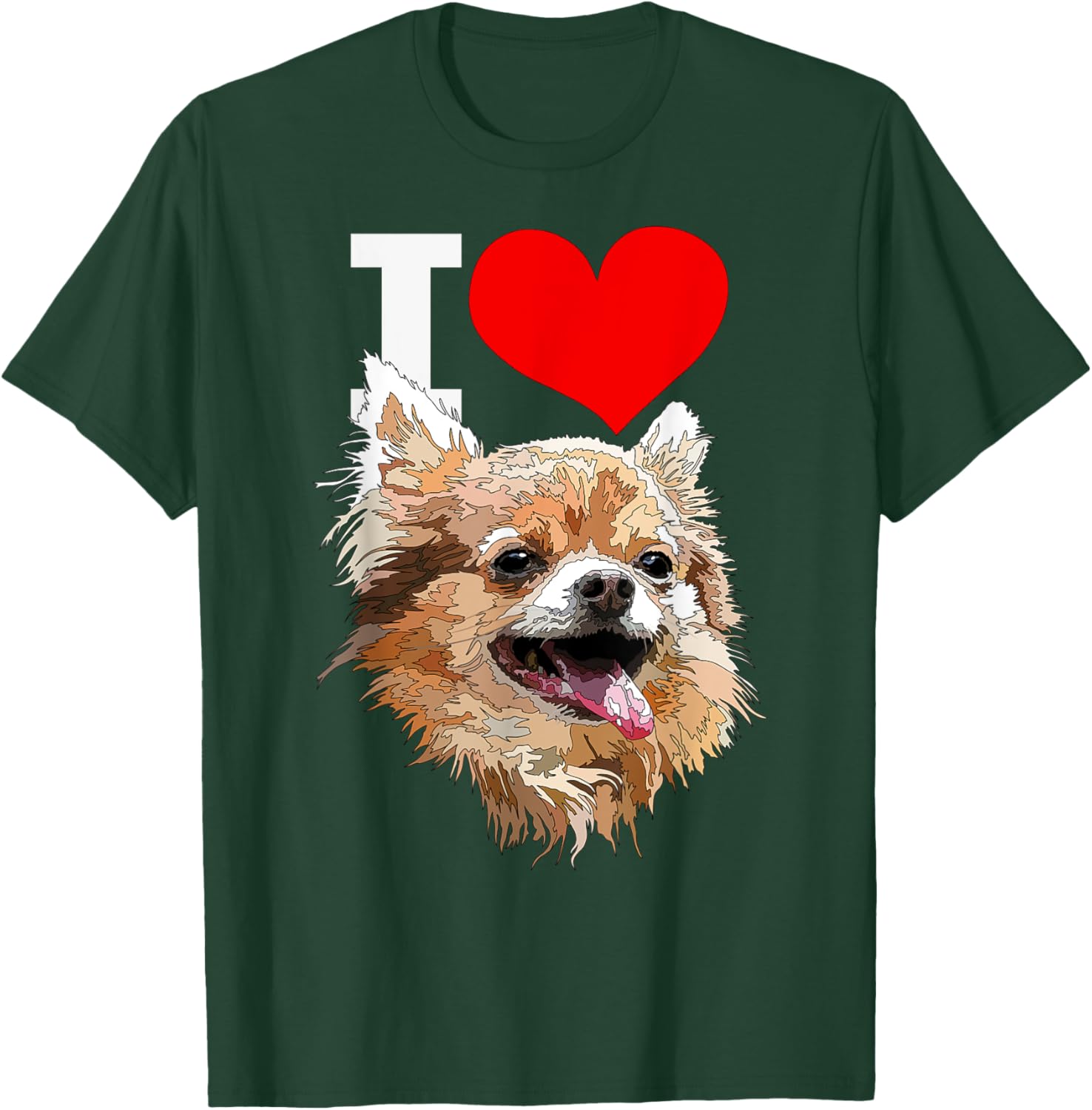 I Love Chihuahua Long Haired Happy Chiwawa Dog Lover T-Shirt - T-Shirt | Forest