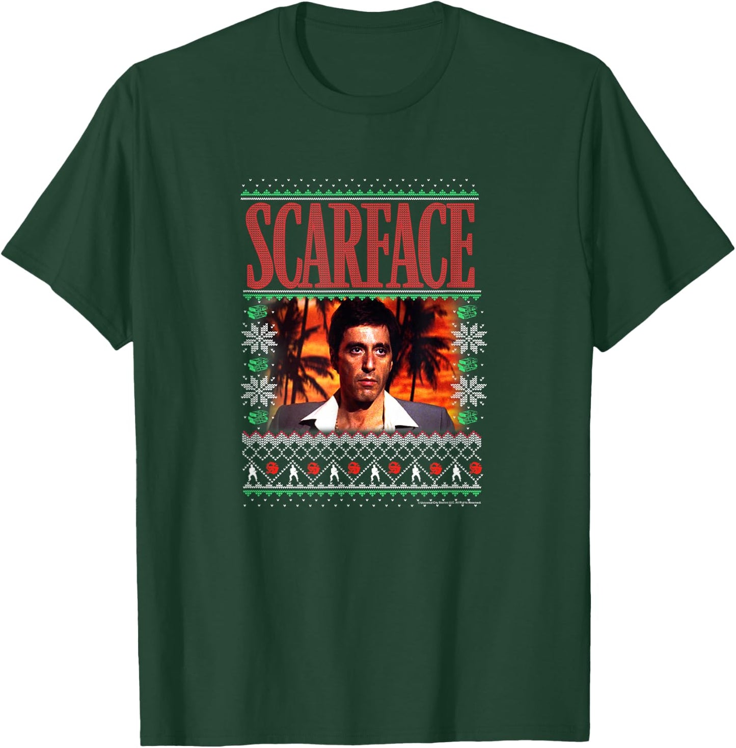 Scarface Christmas Style Knit Design T-Shirt - T-Shirt | Forest