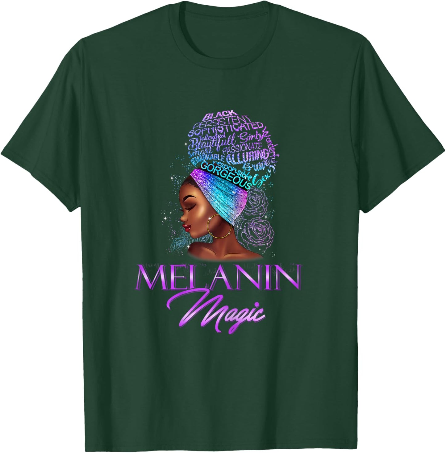 Melanin Magic Purple Black Womans Afro African Girls BLM T-Shirt - T-Shirt | Forest