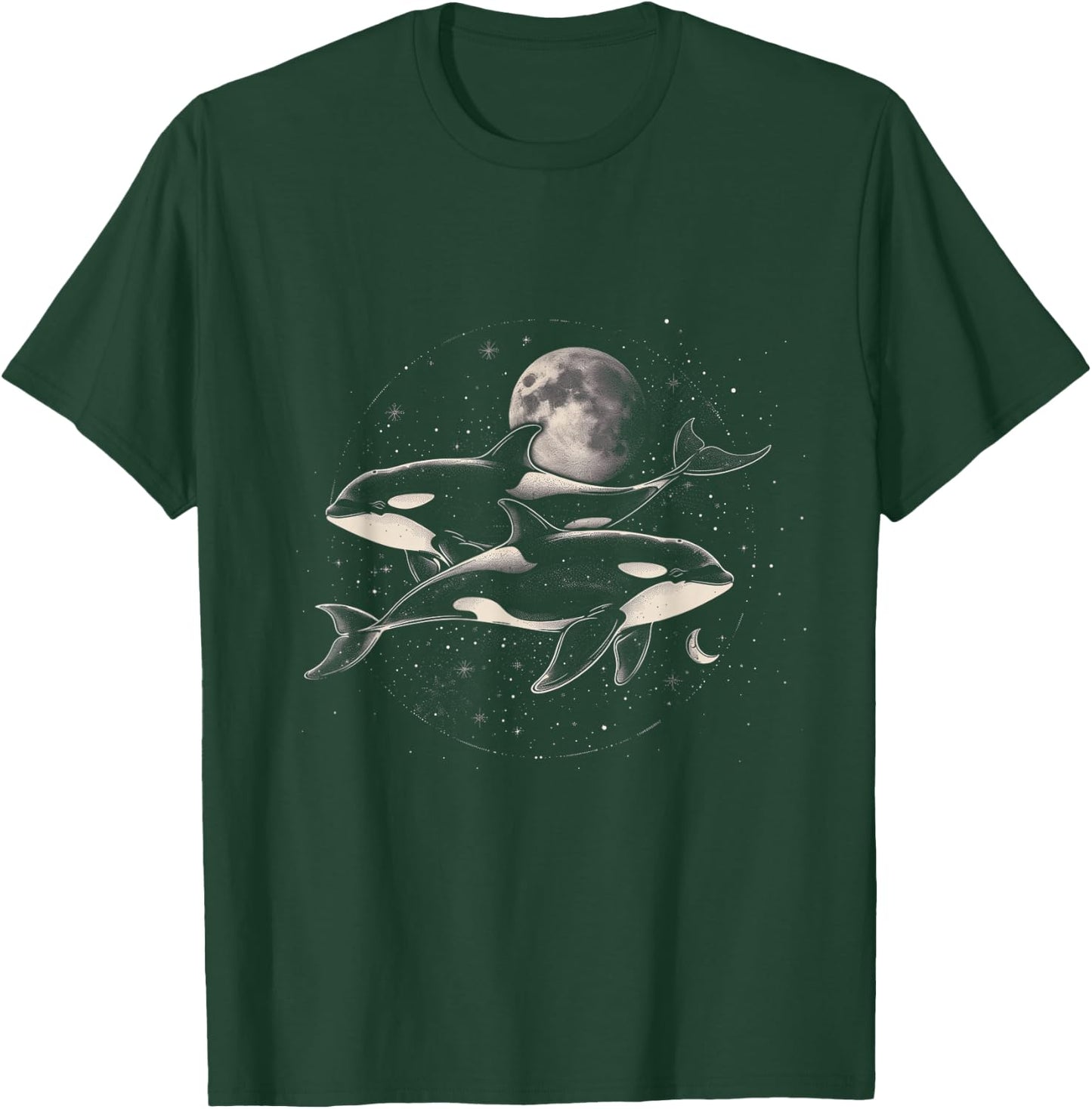 Orca In Space Planets Moon Whale Lover T-Shirt - T-Shirt | Forest