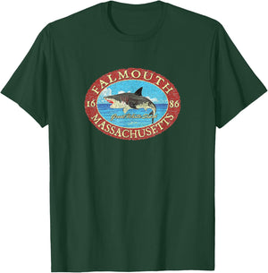 JCombs: Falmouth, MA, Great White Shark and Sea T-Shirt - T-Shirt | Forest