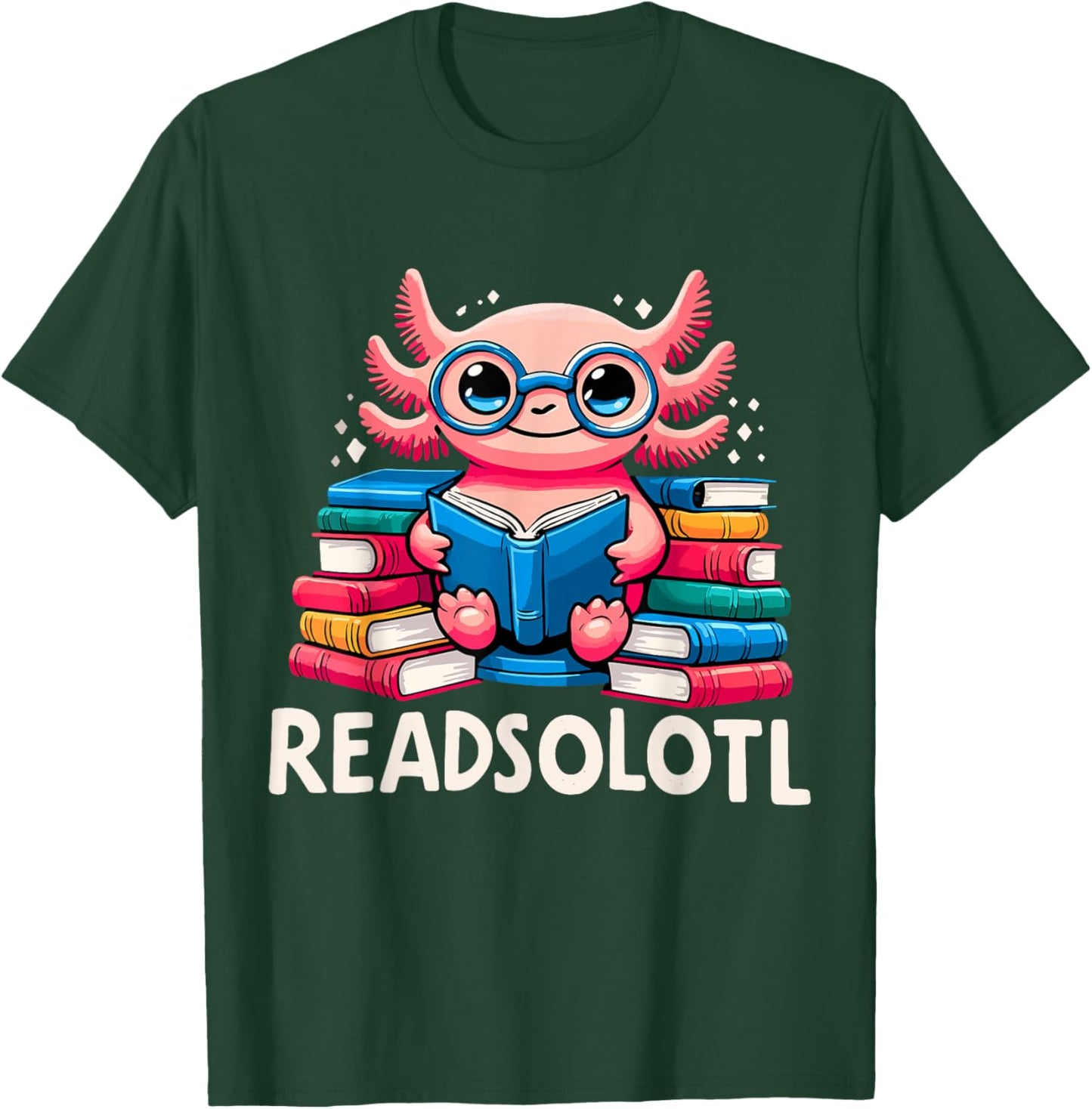 Readsolotl Kawaii Axolotl Book Lover Funny Reading T-Shirt - T-Shirt | Forest