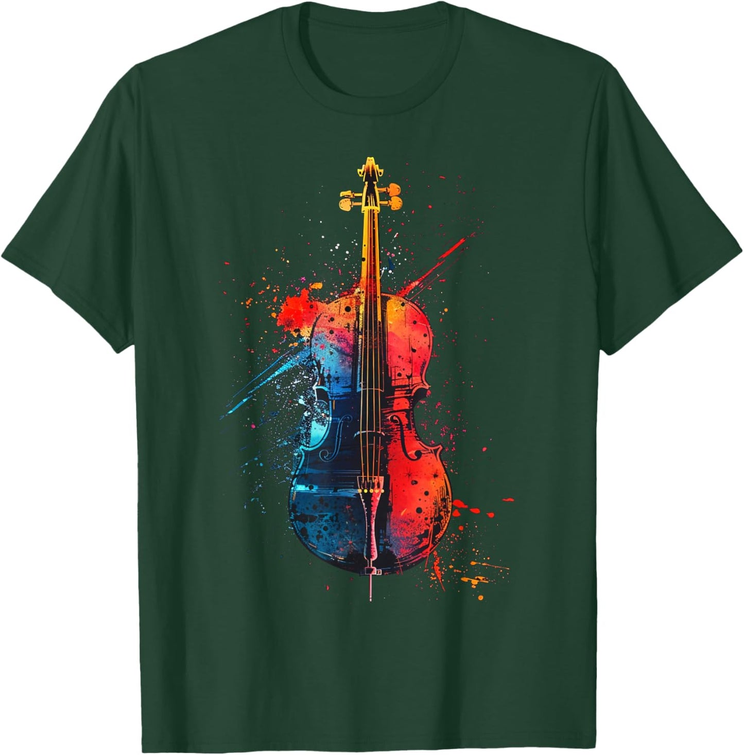 Cello instrument on colorful painted Cello T-Shirt - T-Shirt | Forest