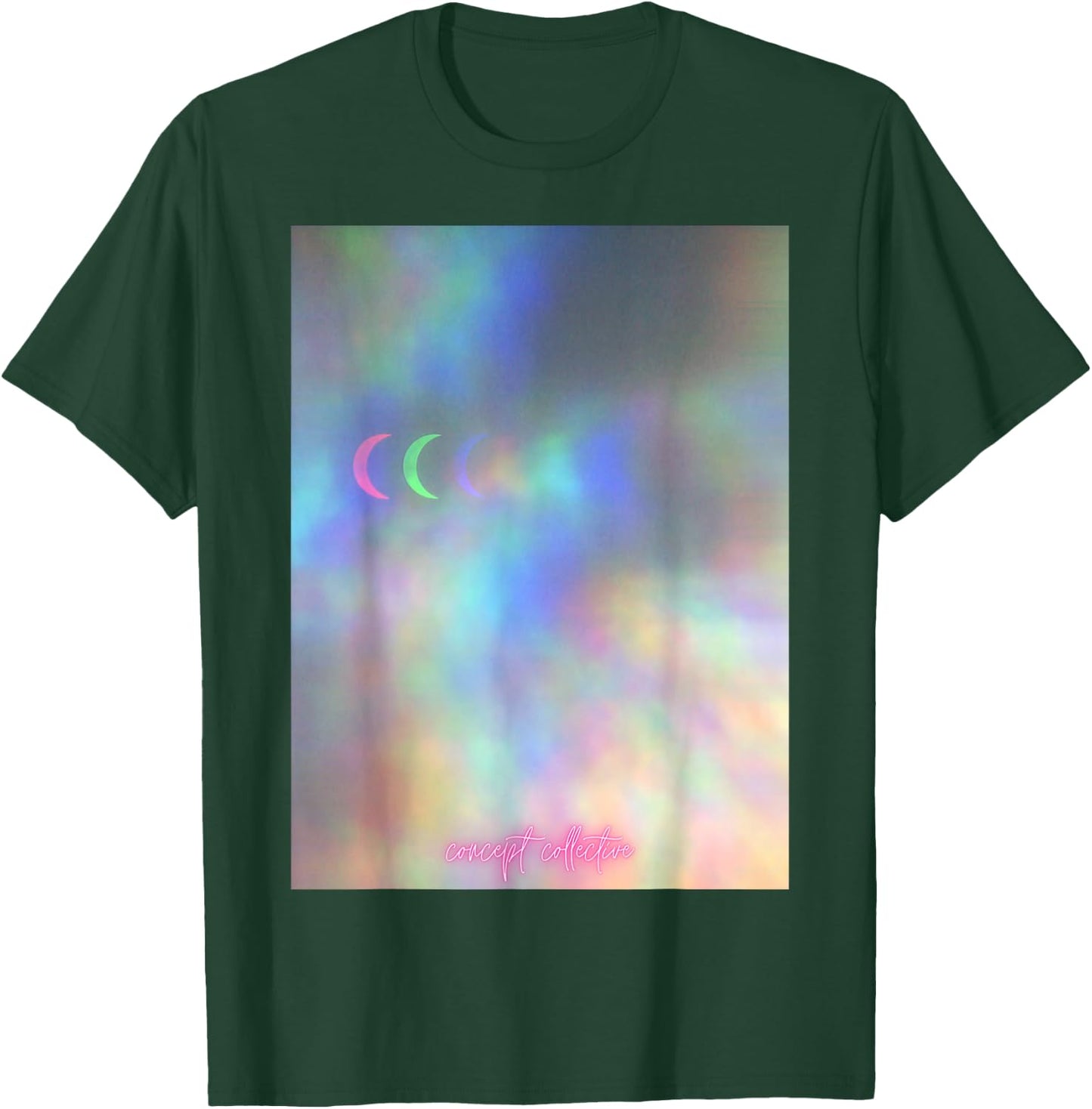 Neon Waning Moon Graphic Print T-Shirt - T-Shirt | Forest