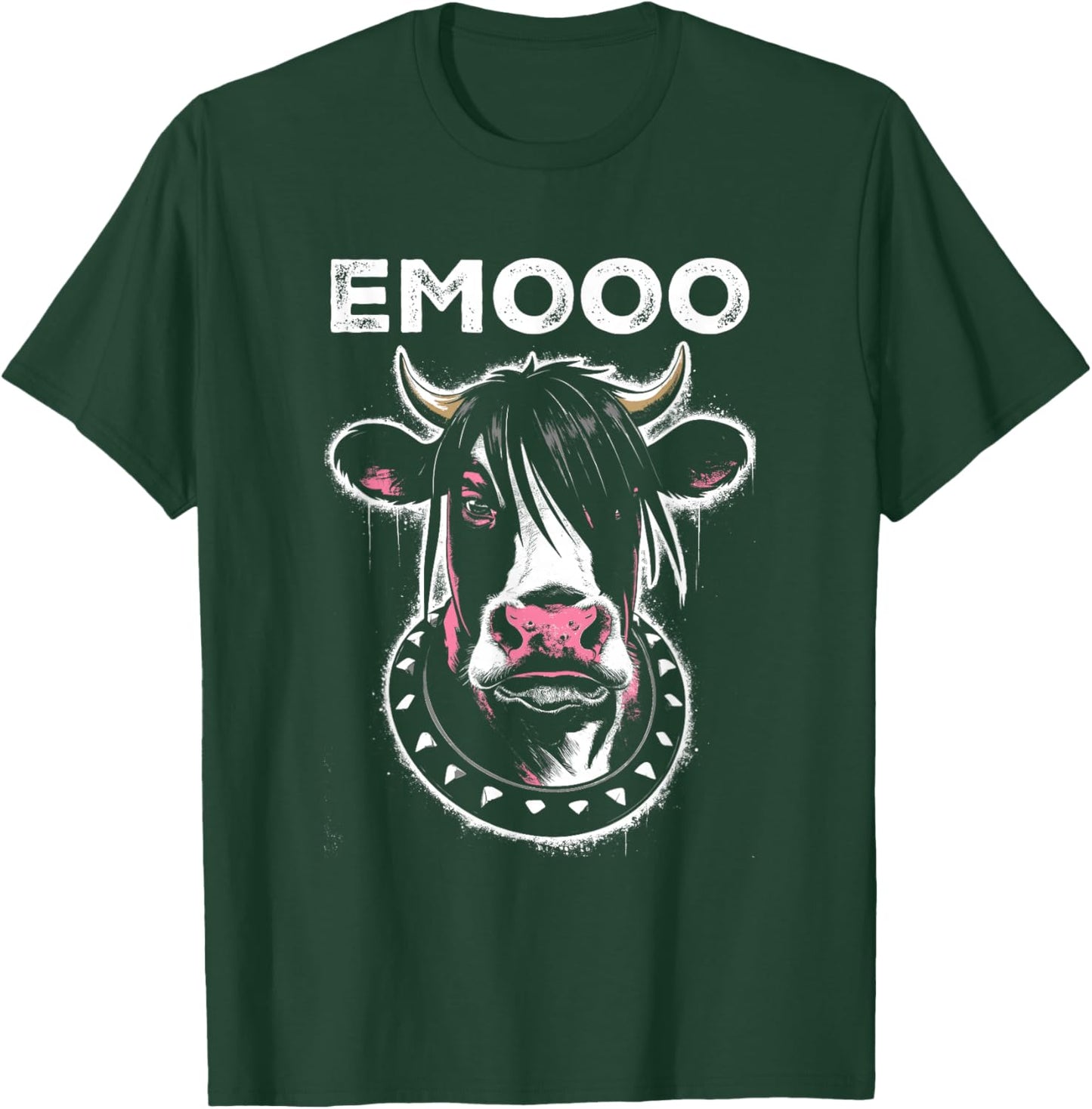 Emooo - Funny Graphic Emo Cow Pun Punk Grunge Lover T-Shirt - T-Shirt | Forest