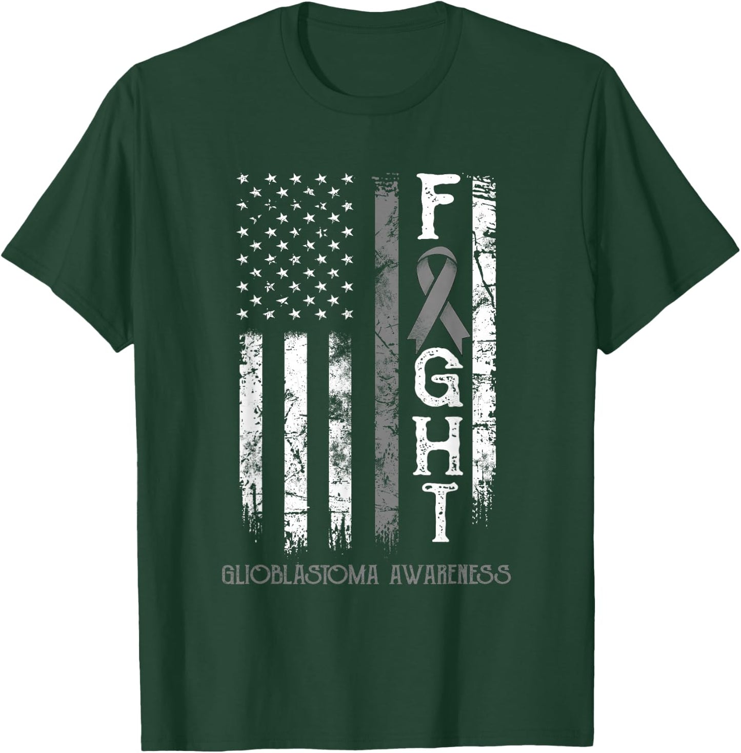 Glioblastoma Warrior US Flag T-Shirt - T-Shirt | Forest