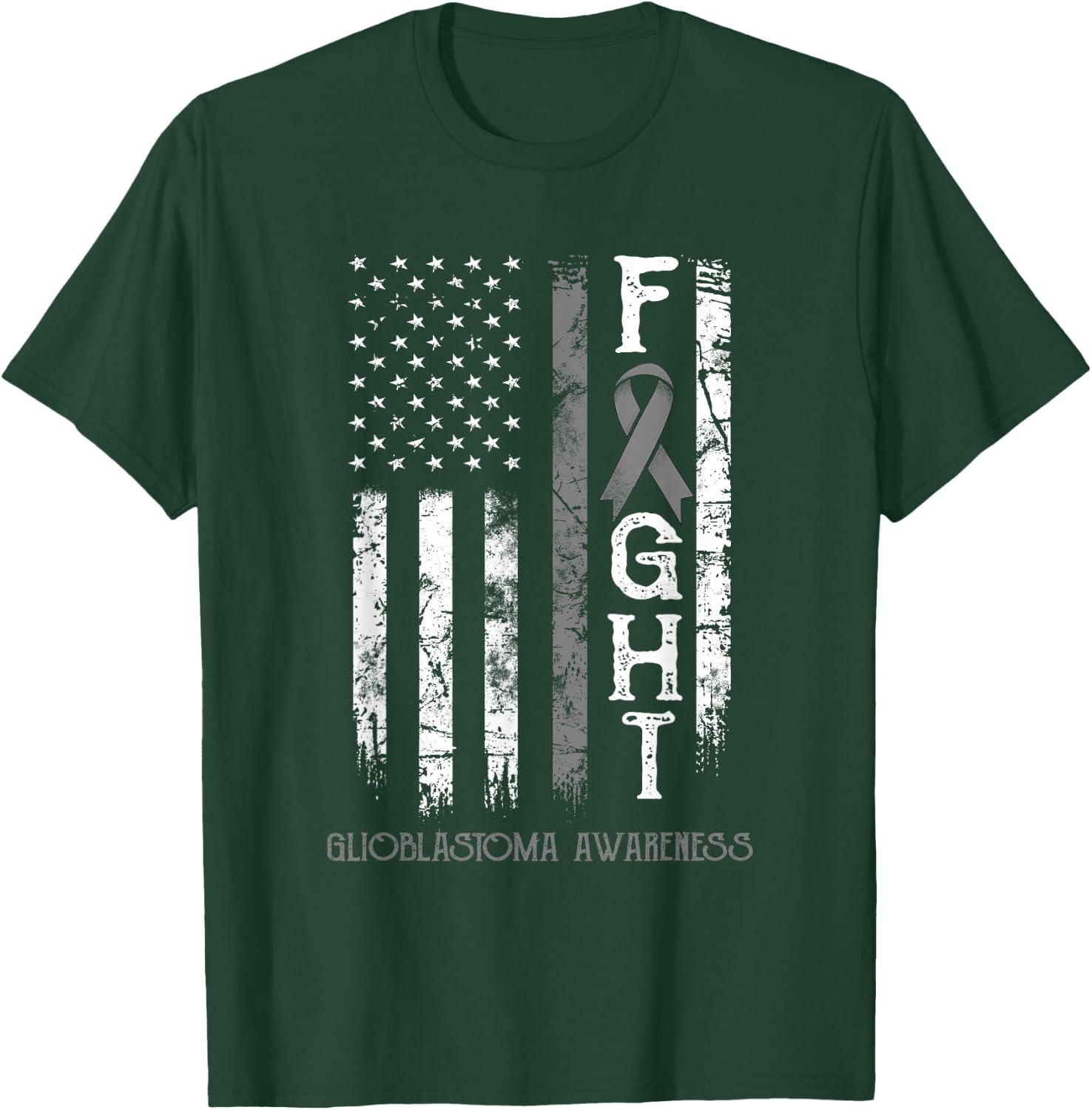 Glioblastoma Warrior US Flag T-Shirt - T-Shirt | Forest