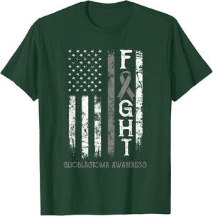 Glioblastoma Warrior US Flag T-Shirt - T-Shirt | Forest