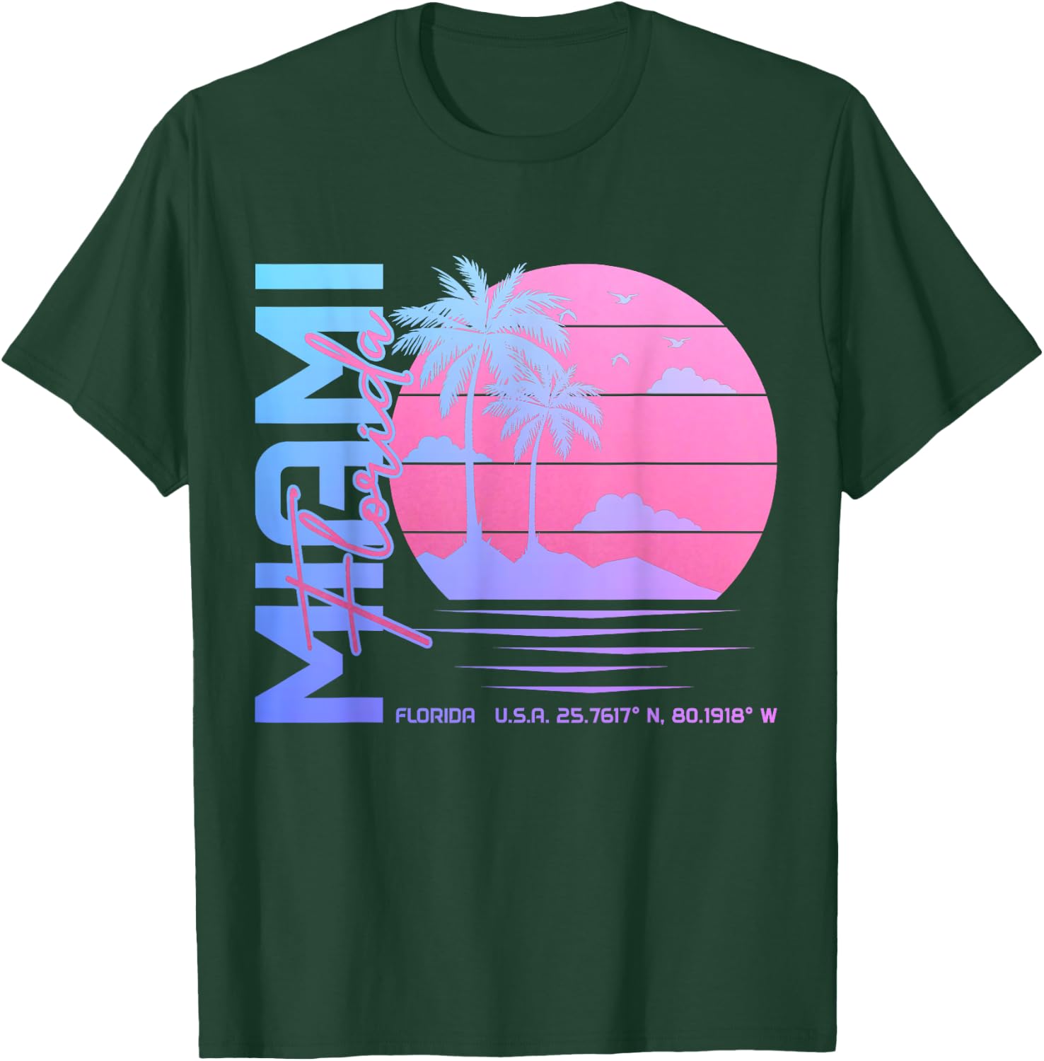 Miami Florida Vintage Retro Pride 305 Area Code Miami FL T-Shirt - T-Shirt | Forest