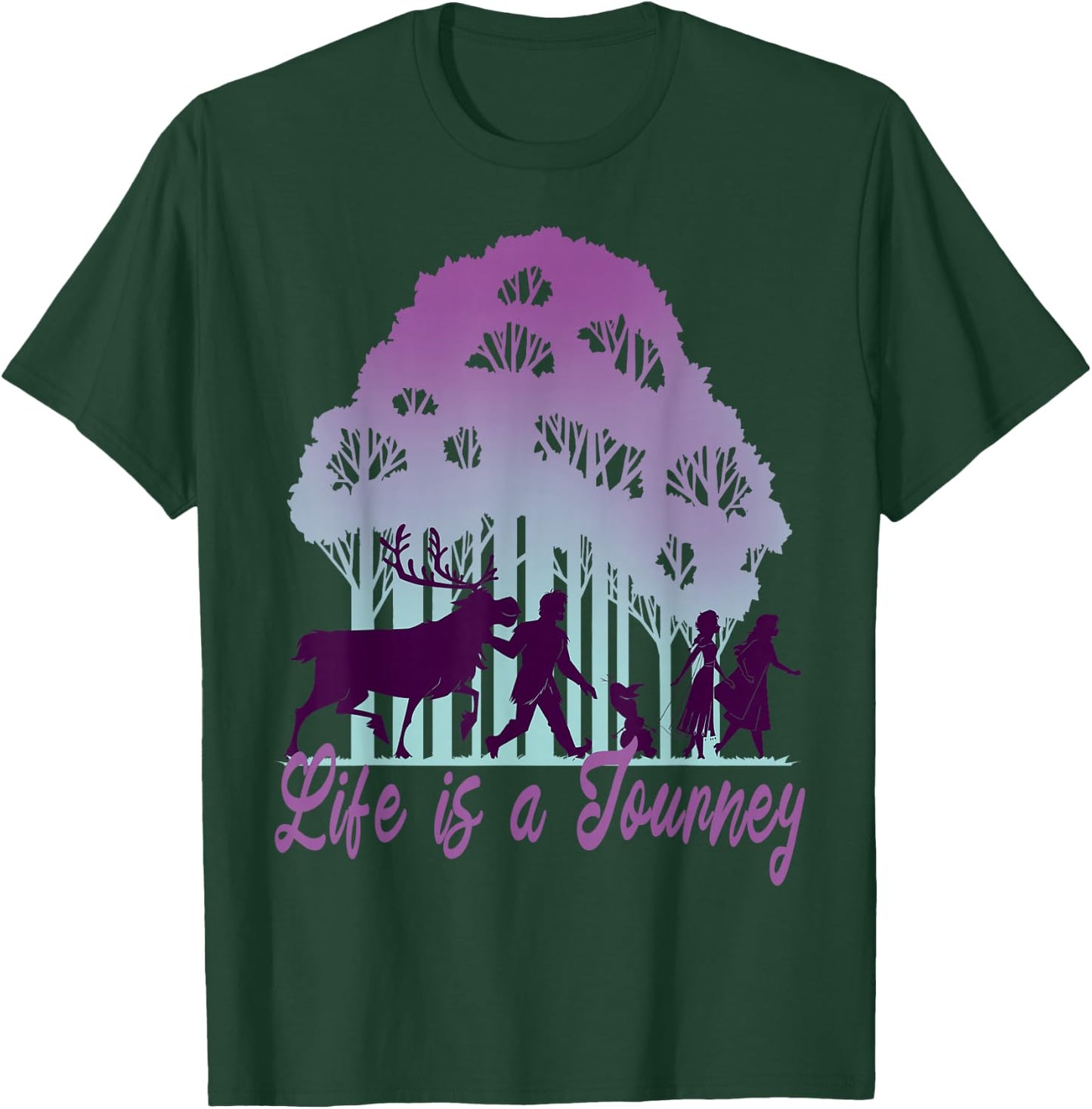 Disney Frozen 2 Life Is A Journey Forest Silhouette Text T-Shirt - T-Shirt | Forest