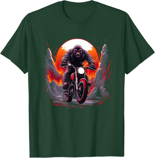 Biker Gorilla Riding Motorcycle T-Shirt - T-Shirt | Forest