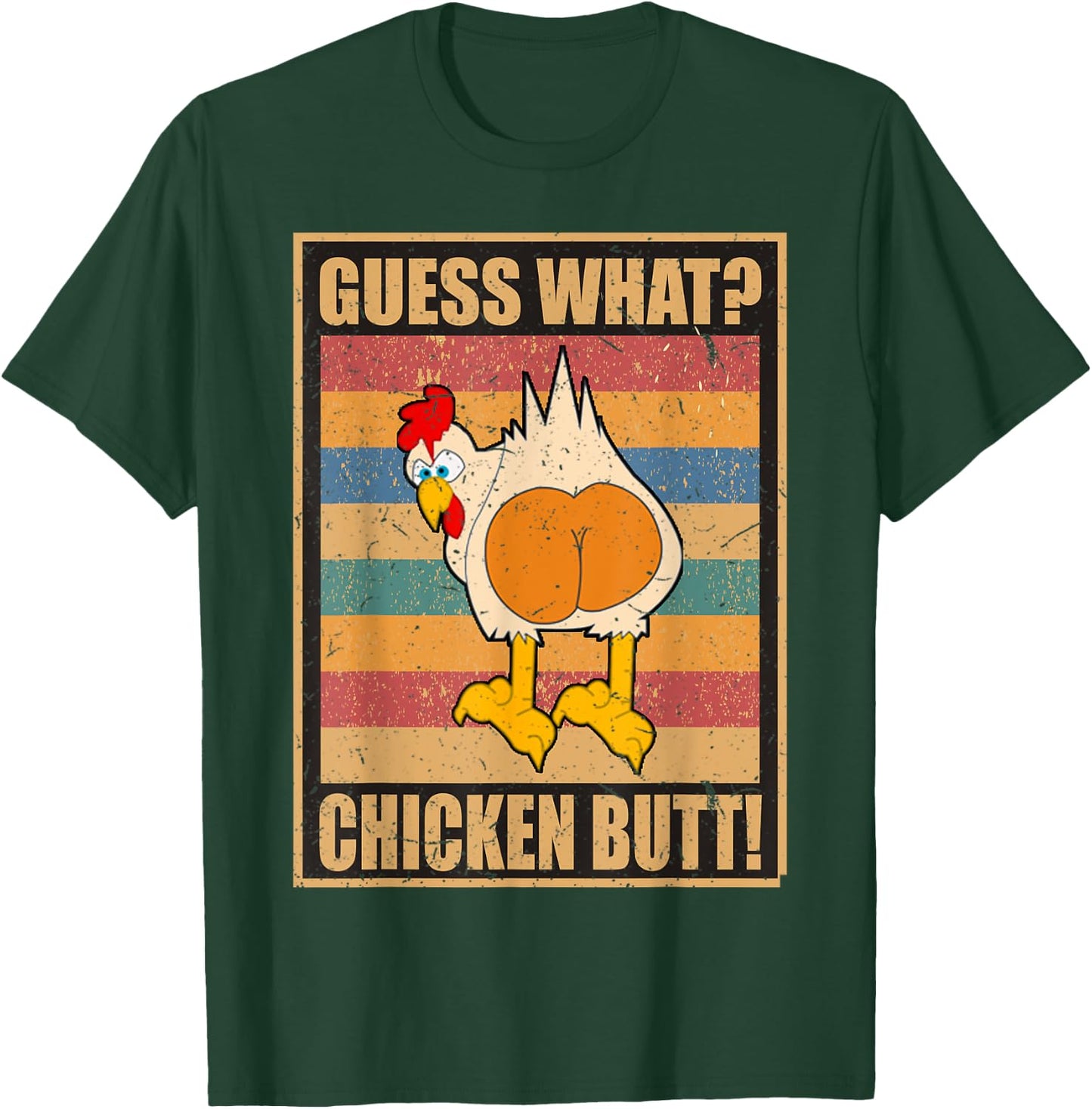 Guess What Chicken Butt Funny White Design Jokes Joking Gift T-Shirt - T-Shirt | Forest