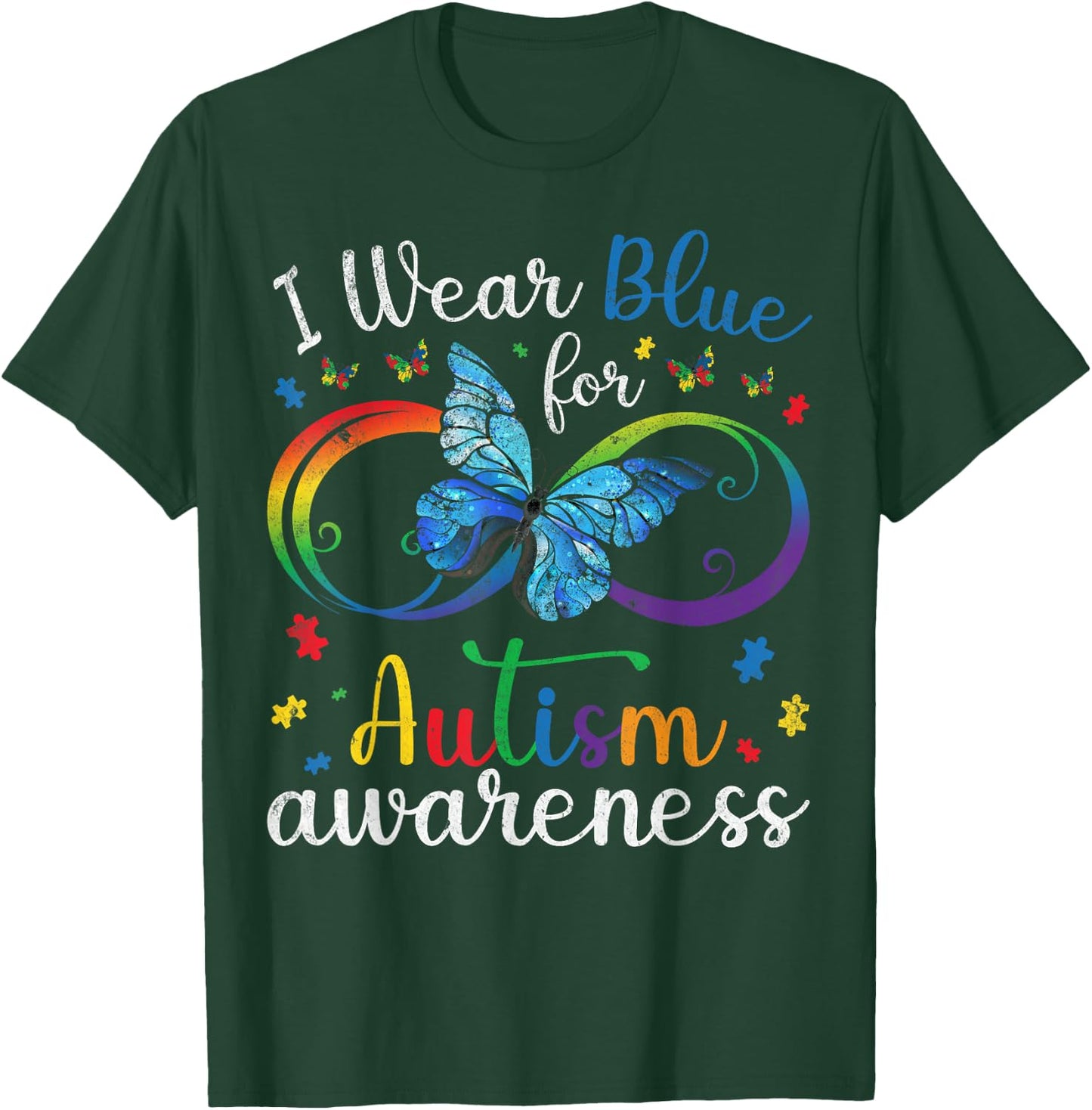 I Wear Blue For My Brother Autism Awareness Day Siblings T-Shirt - T-Shirt | Forest