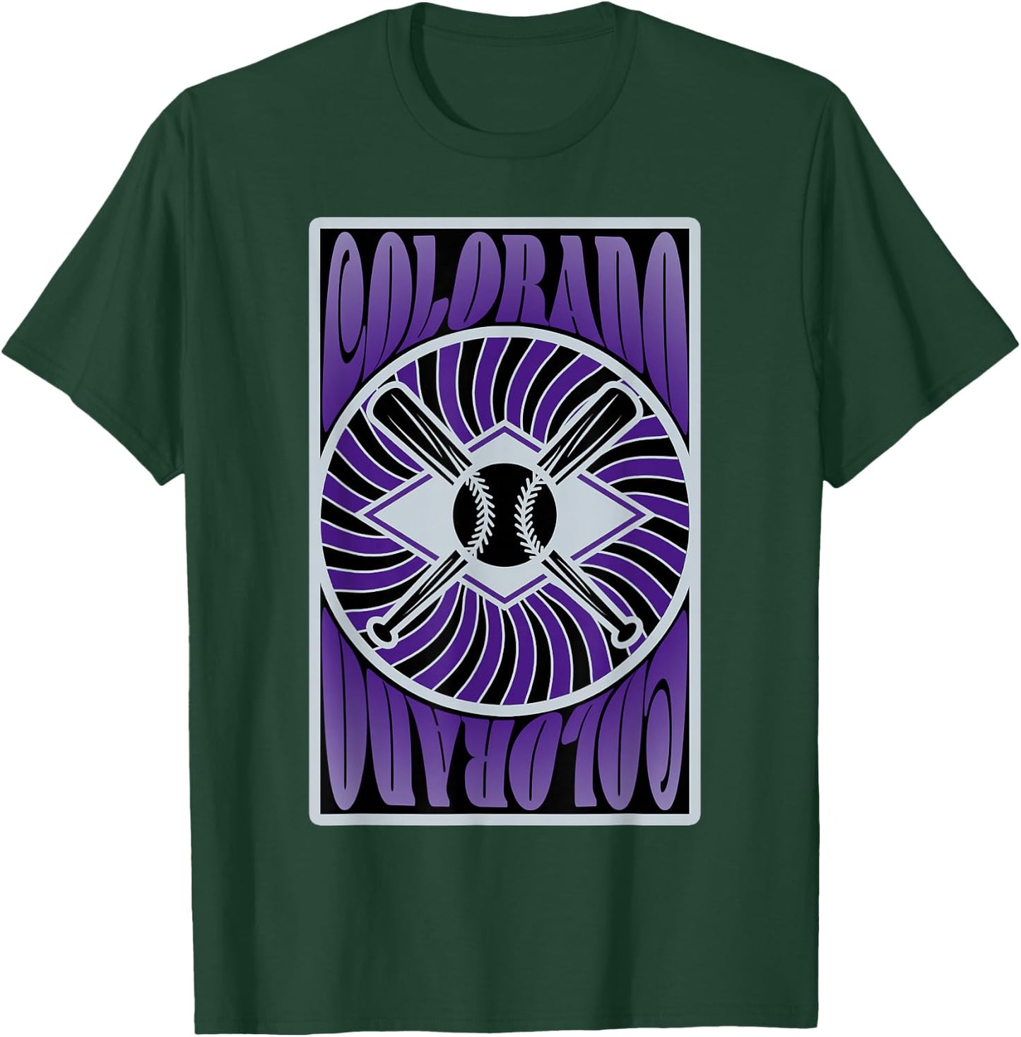 Colorado Baseball Hippie Graphic Design T-Shirt - T-Shirt | Forest