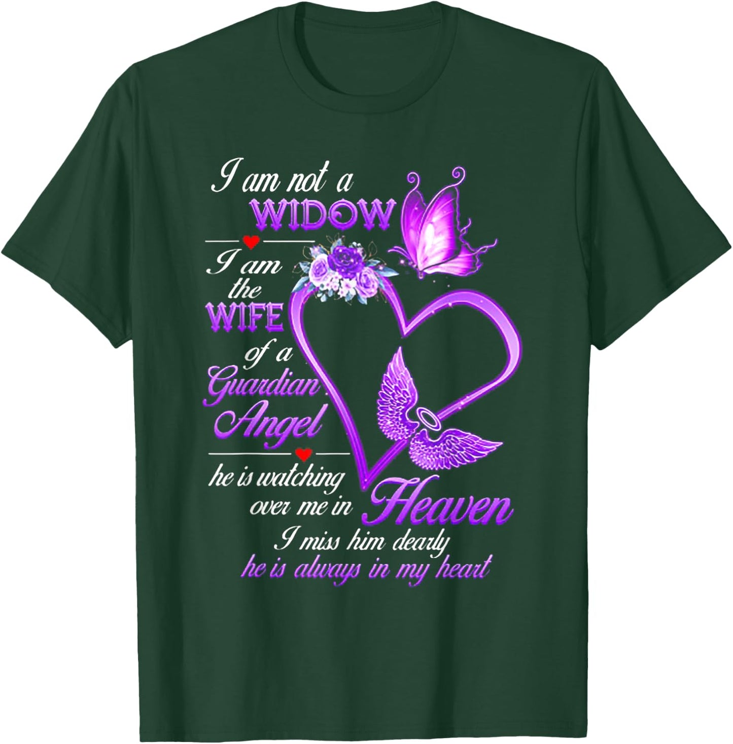 I Am Not A Widow I Am The Wife Of A Guardian Angel Butterfly T-Shirt - T-Shirt | Forest