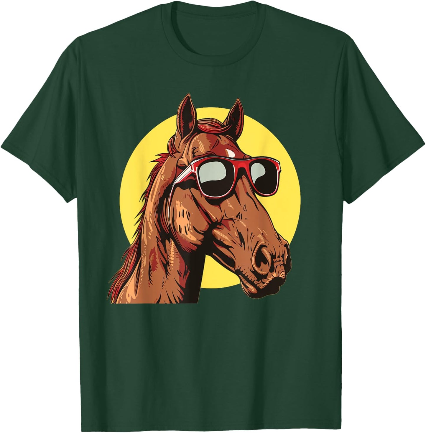 Awesome Horse Face with funny Sunglasses Costume T-Shirt - T-Shirt | Forest