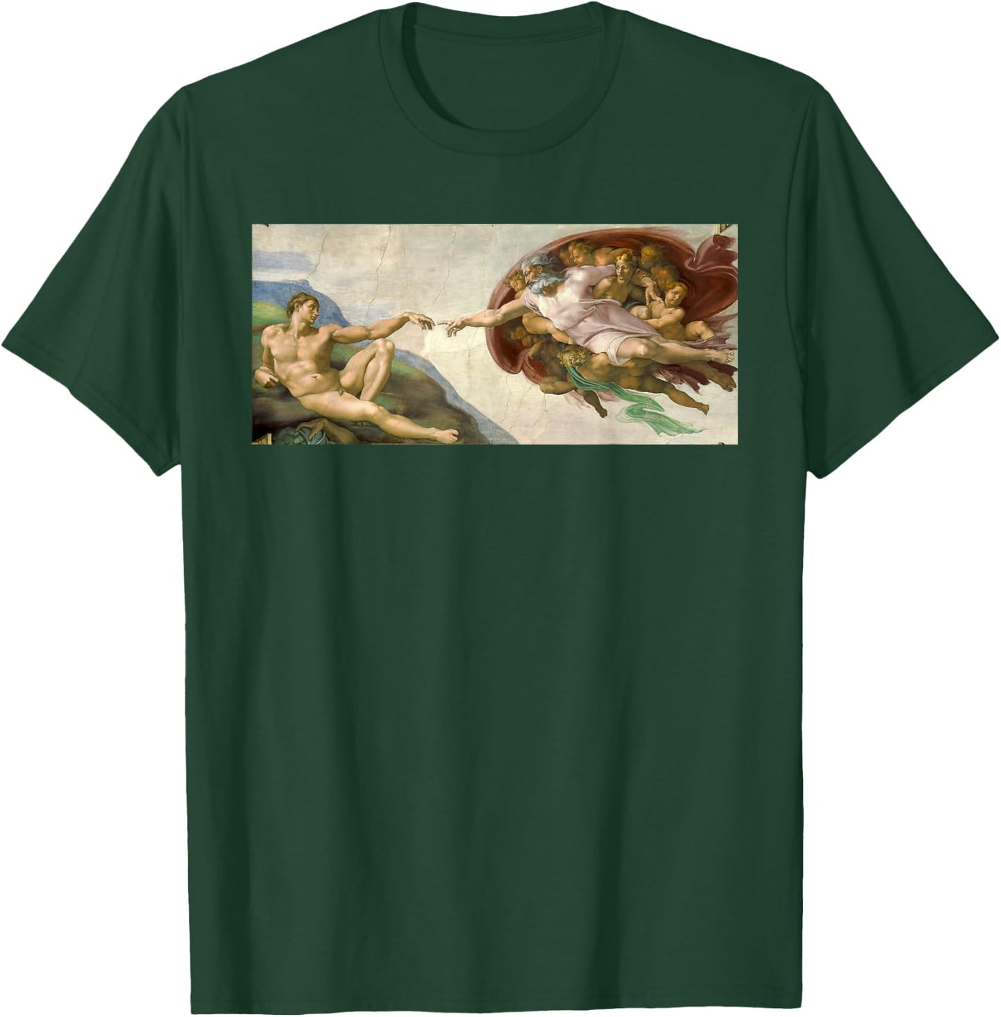 Michelangelo Creation of Adam Art Classic Painting T-Shirt - T-Shirt | Forest