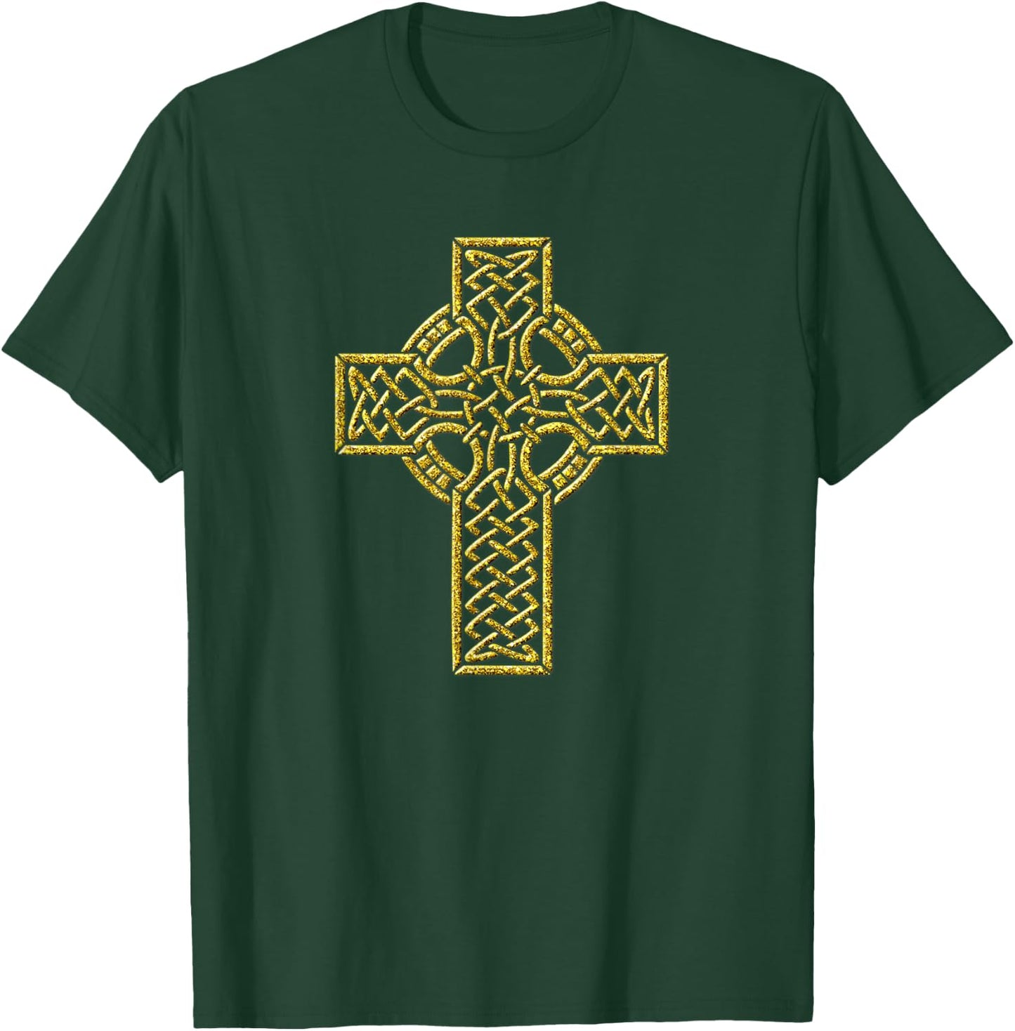 Christian Cross Vintage Golden Retro Faith Symbol T-Shirt - T-Shirt | Forest