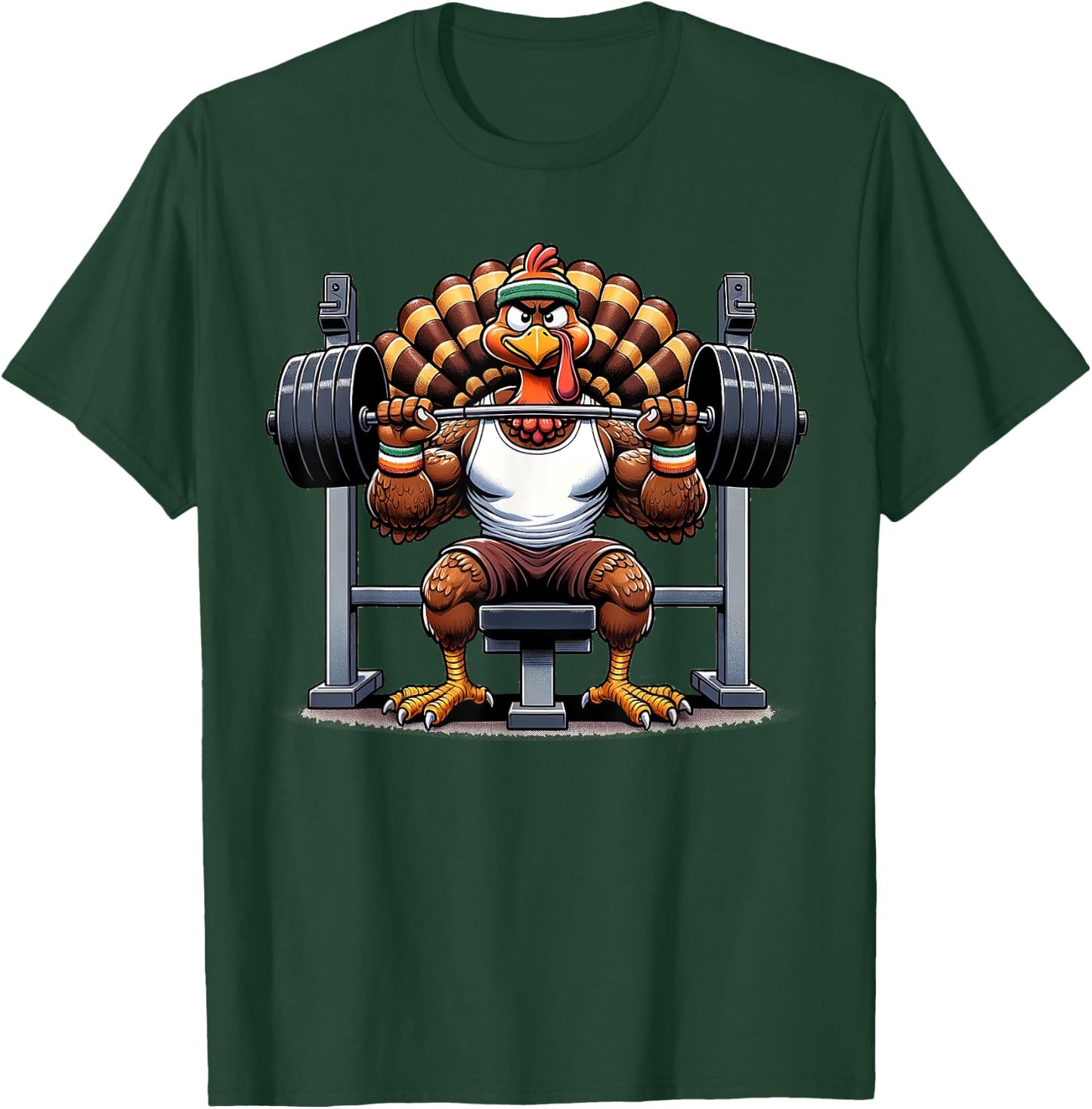 Turkey Weightlifting Thanksgiving Gym for FunnyWorkout Wear T-Shirt - T-Shirt | Forest