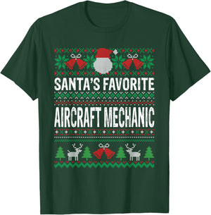 Santas Favorite Aircraft mechanic Xmas T-Shirt - T-Shirt | Forest