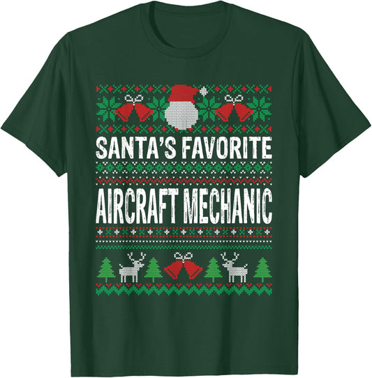 Santas Favorite Aircraft mechanic Xmas T-Shirt - T-Shirt | Forest