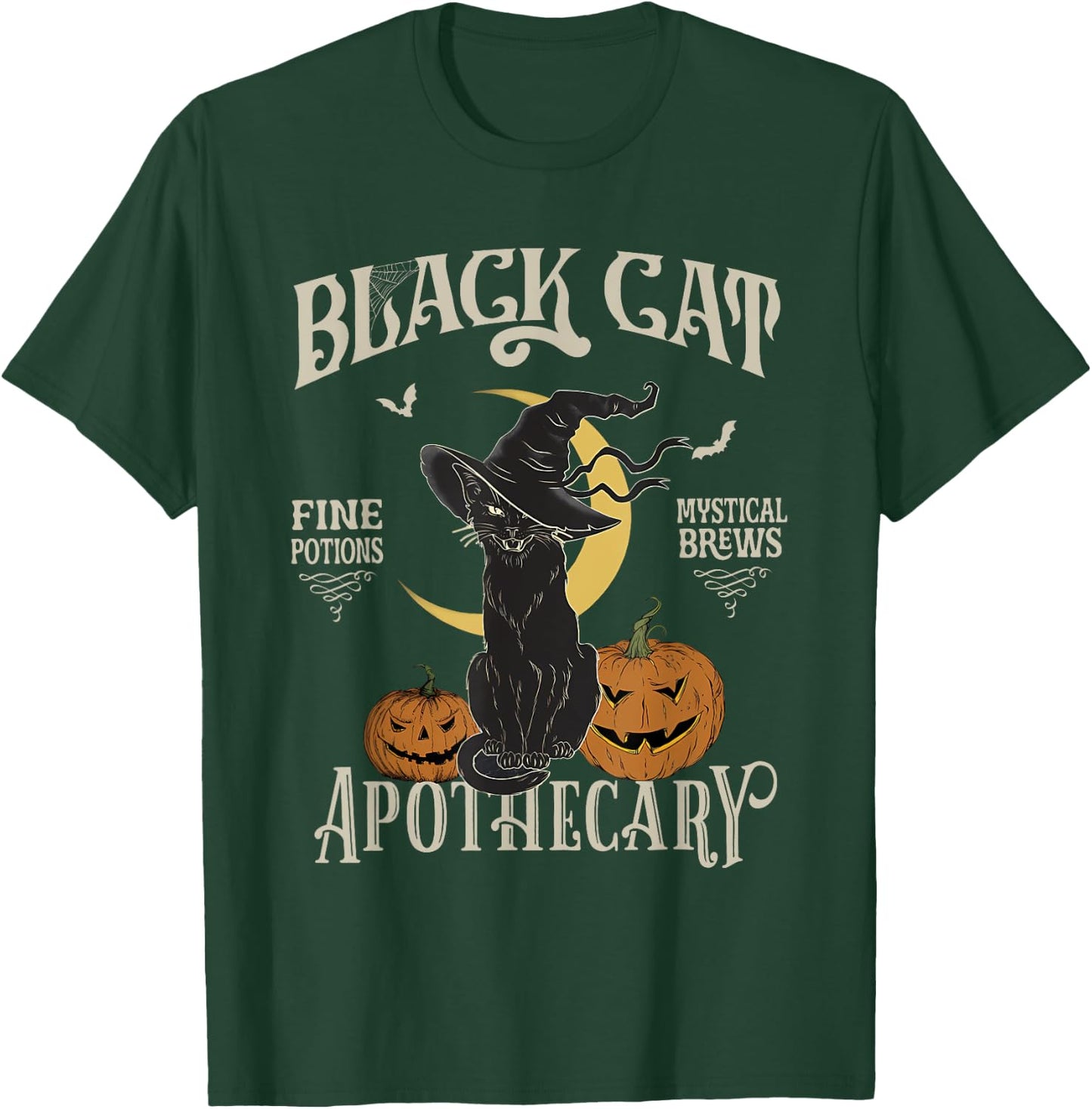 Retro Scary Halloween Costume Black Cat Salem Apothecary T-Shirt - T-Shirt | Forest