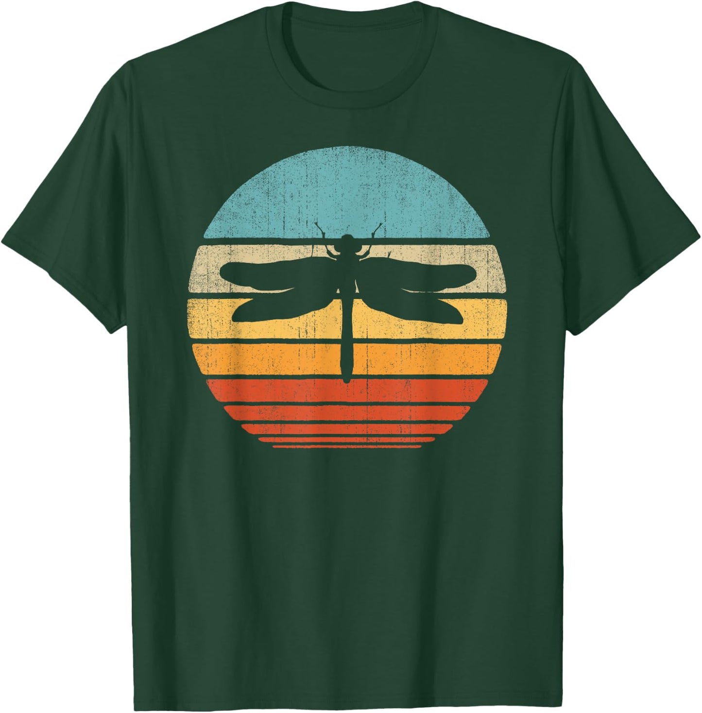 Dragonfly Retro Vintage 60s 70s Sunset Bug Insect Men Women T-Shirt - T-Shirt | Forest