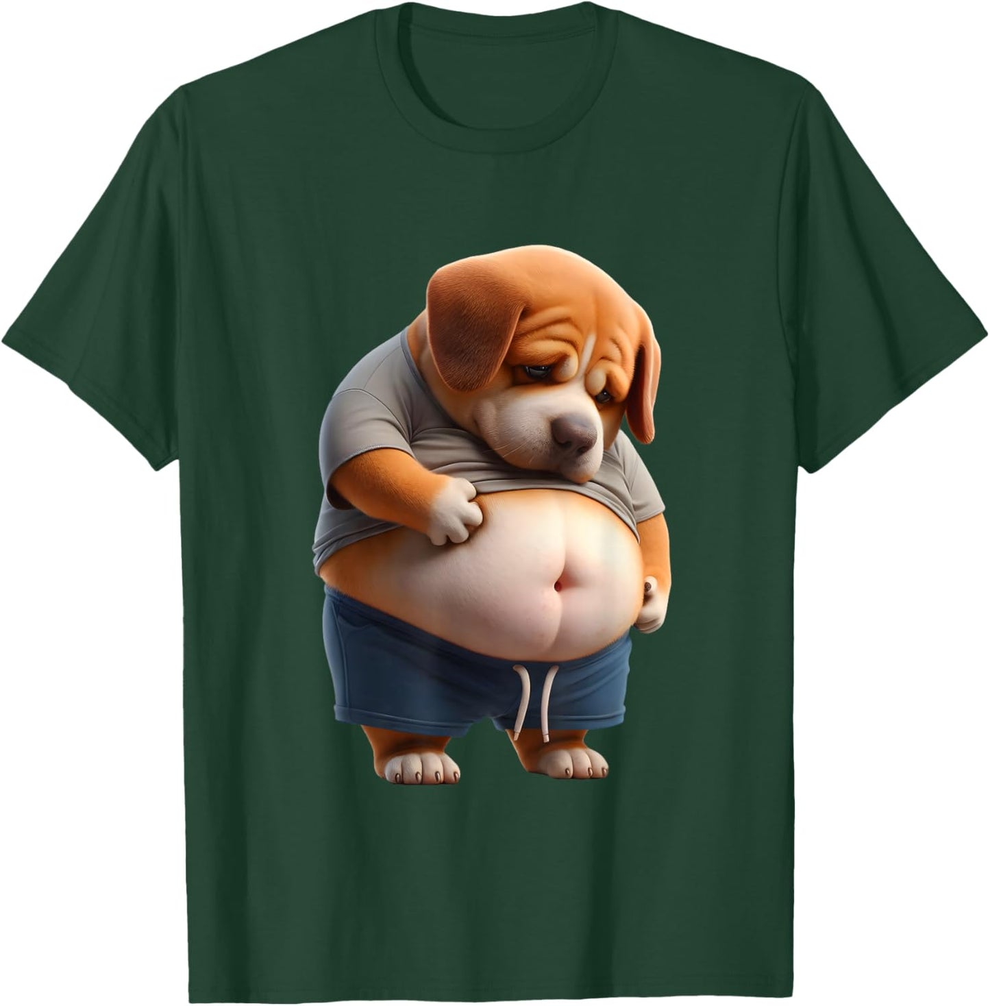Funny Fat Dog Chubby Chonk Dog Design Canine Dog Lovers T-Shirt - T-Shirt | Forest