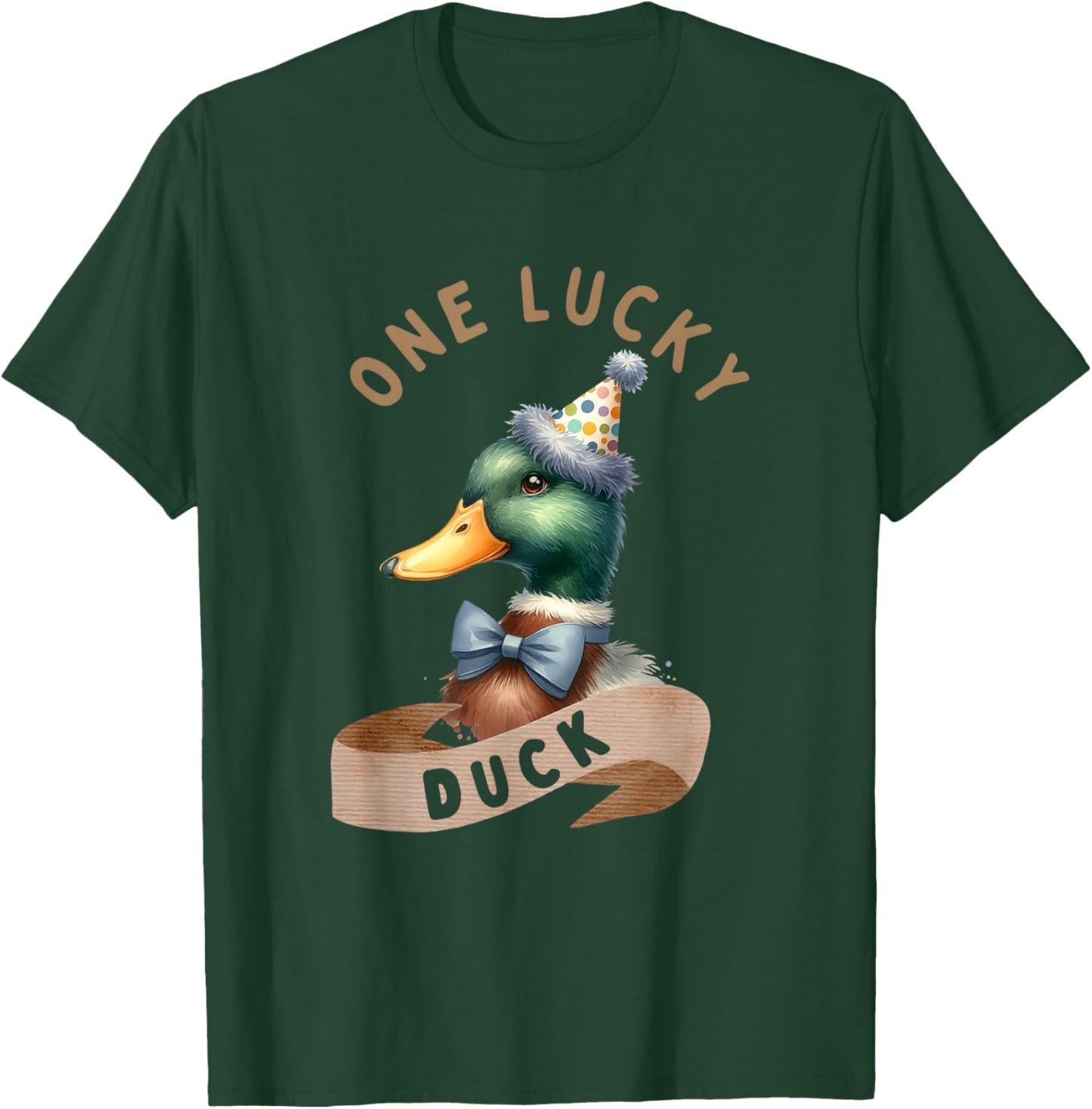 One Lucky Duck 1st Birthday 1 Years Old Poultry Mallard Duck T-Shirt - T-Shirt | Forest