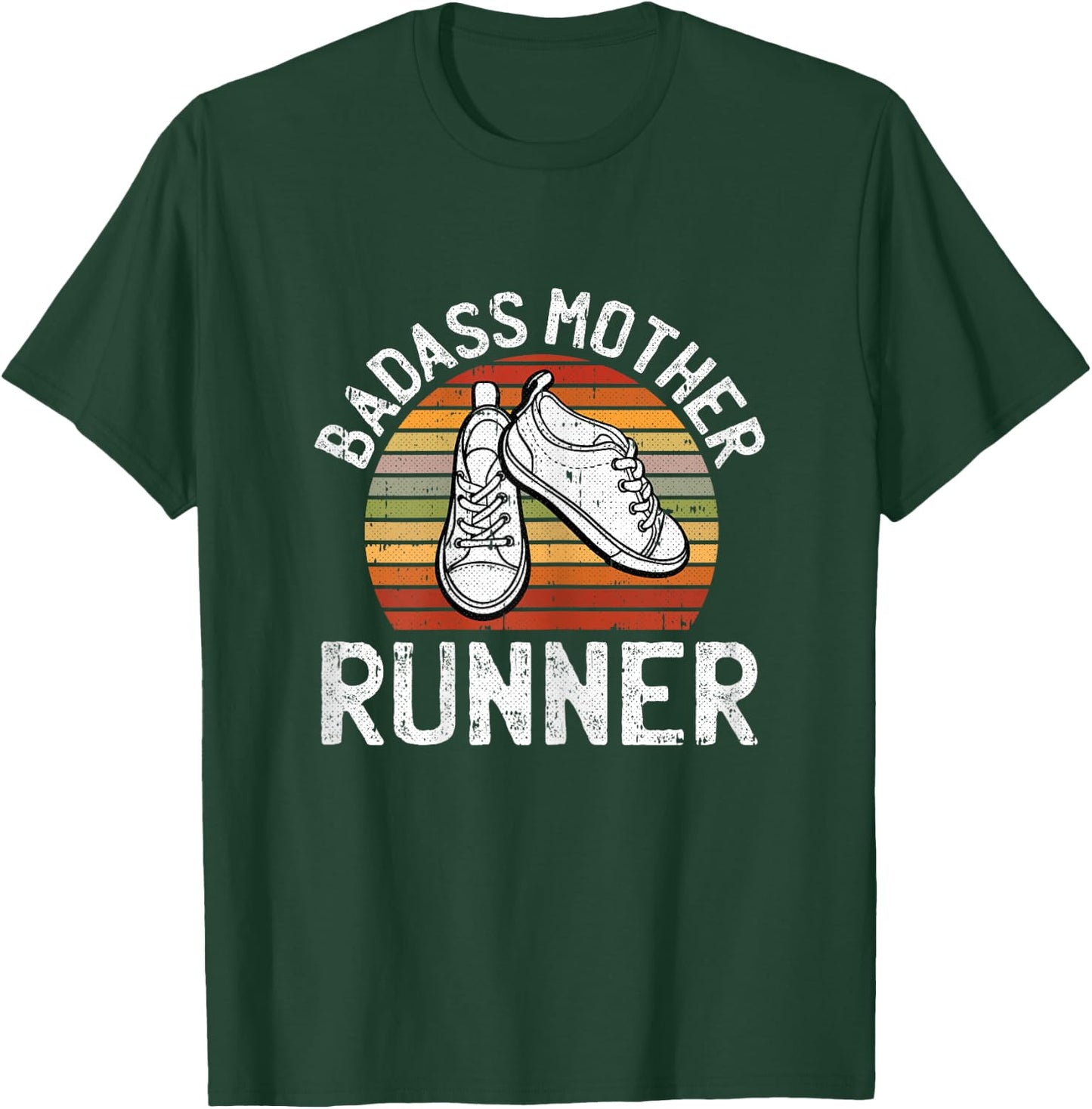 Badass Mother Runner Running Retro Sport Fitness Work-out T-Shirt - T-Shirt | Forest