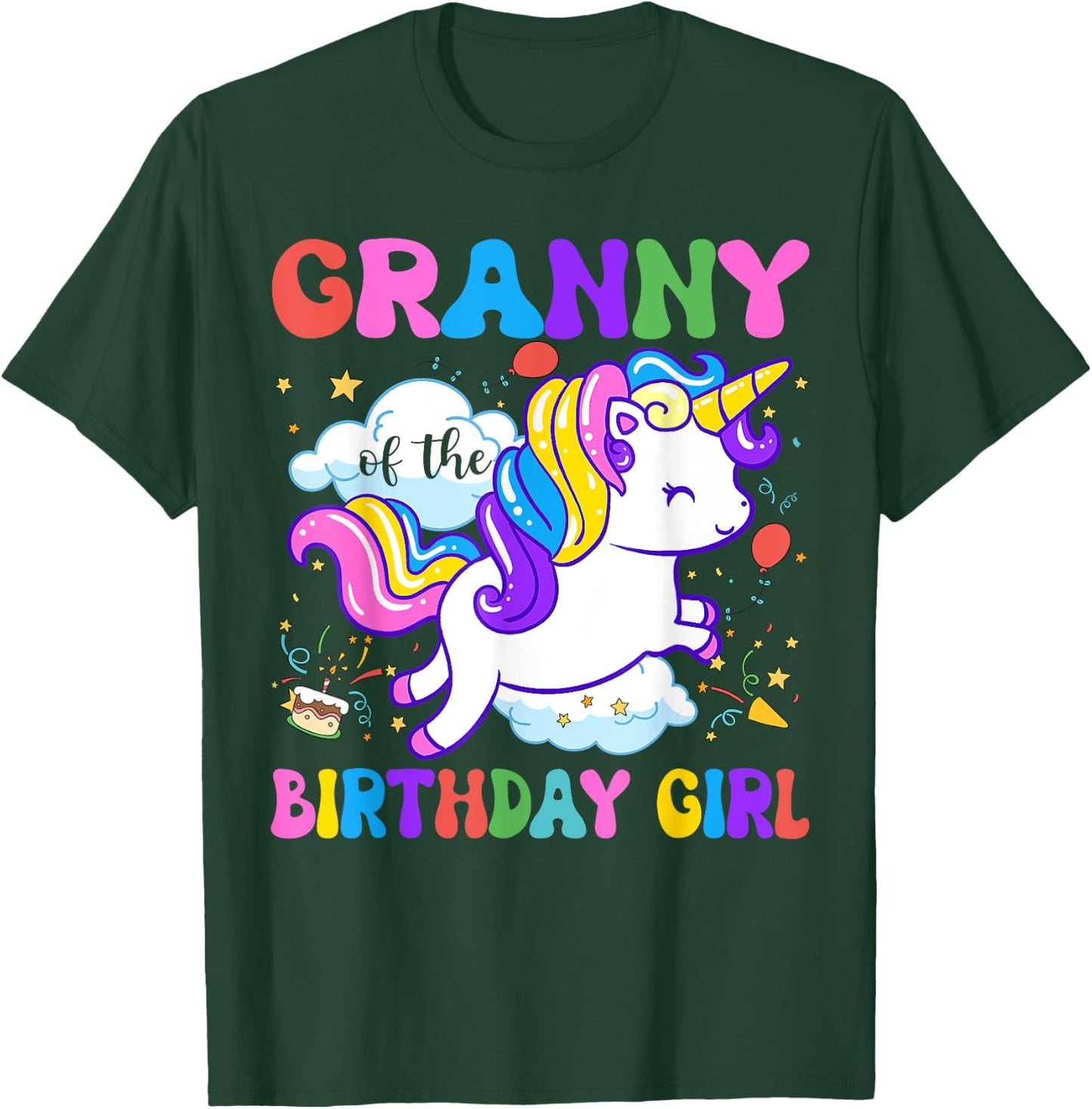 Granny of the Birthday Girl Groovy Unicorn Birthday Party T-Shirt - T-Shirt | Forest