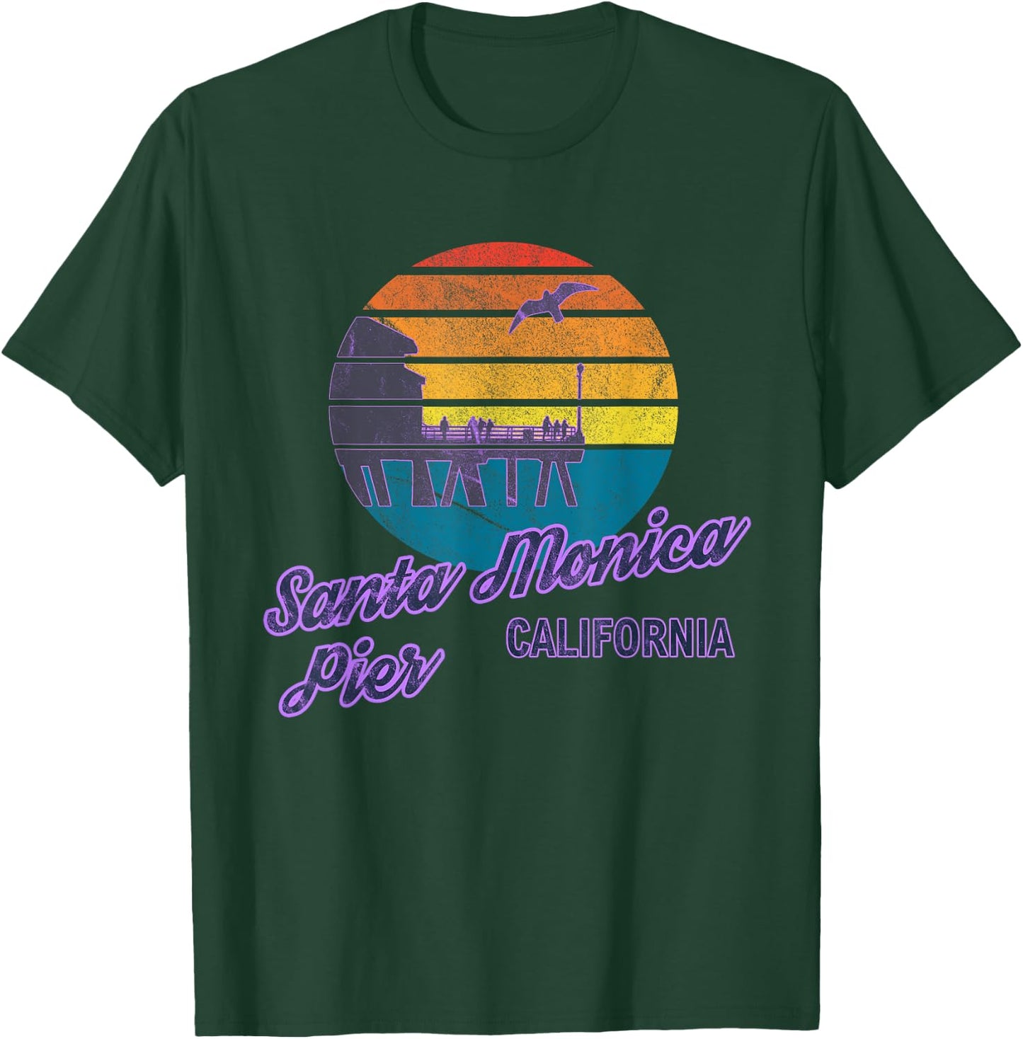 Santa Monica Pier LA California Surf Backpacking Beach USA Women T-Shirt - T-Shirt | Forest