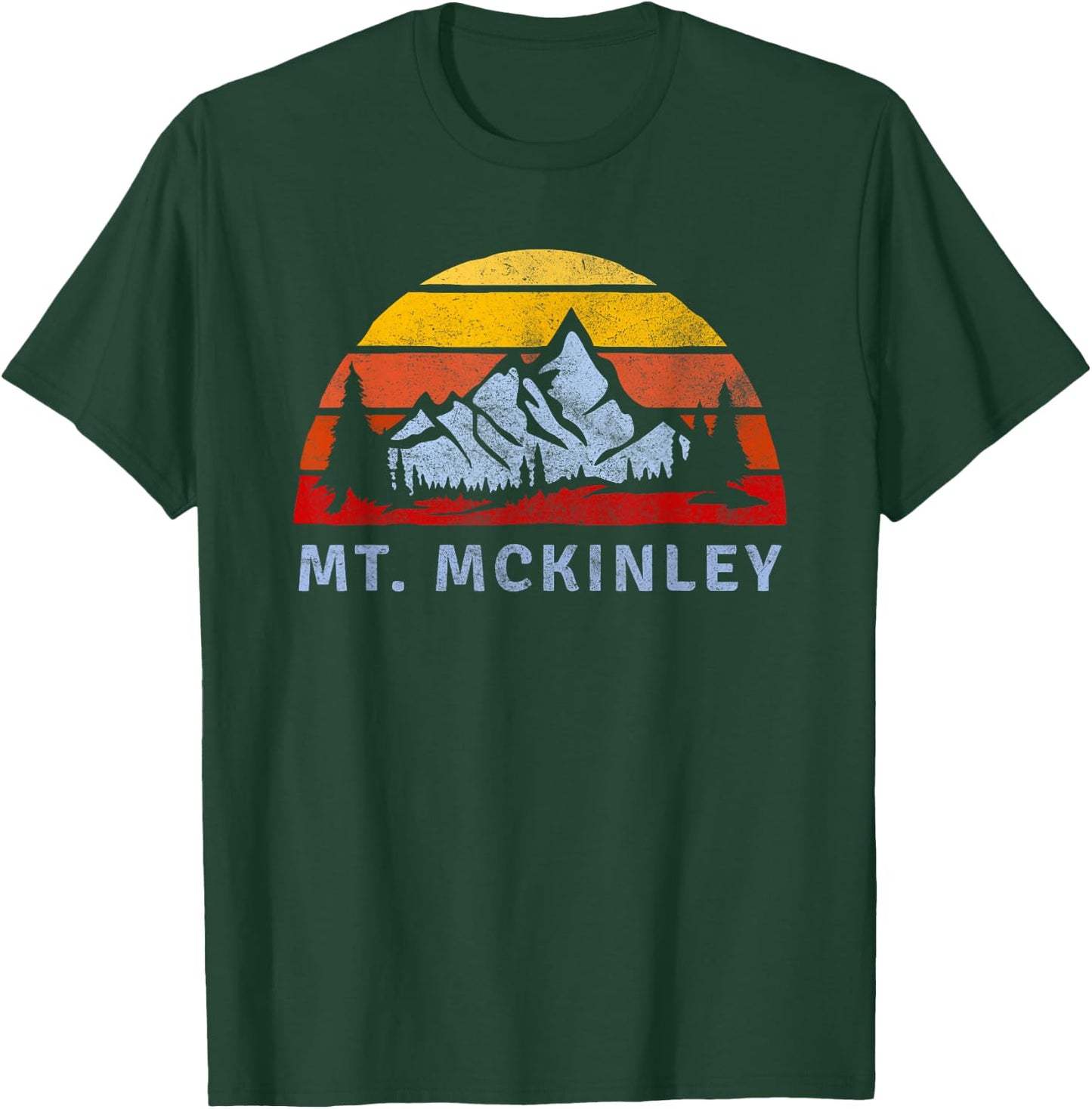 Mt. McKinley Retro Mountain Sunset design T-Shirt - T-Shirt | Forest