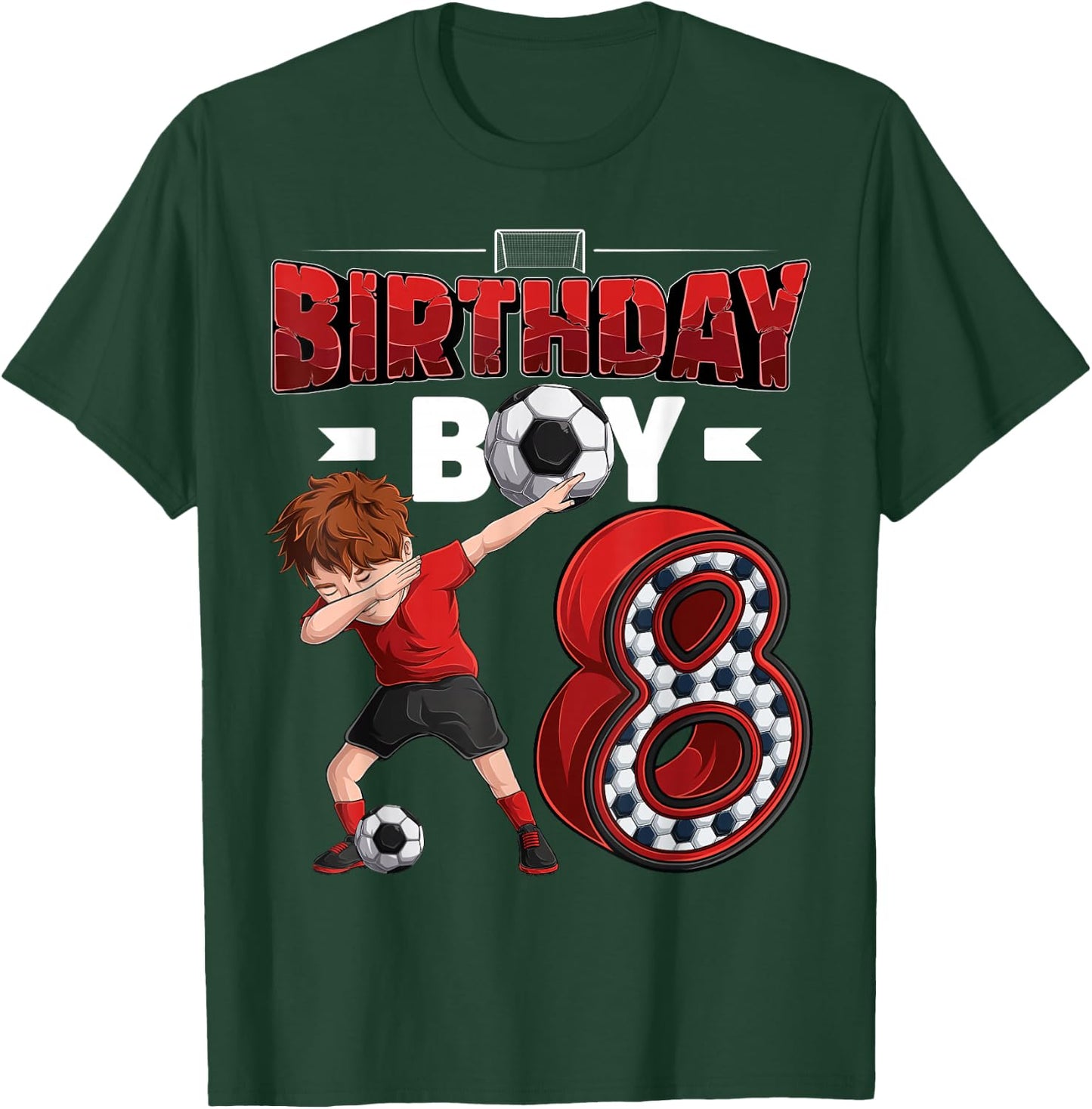dabbing boy 8 year old Soccer Player 8th birthday party T-Shirt - T-Shirt | Forest