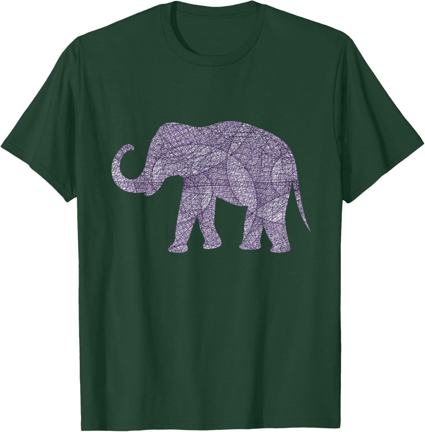 Purple Elephant Geometric Trunk Up Graphic Design Apparel T-Shirt - T-Shirt | Forest