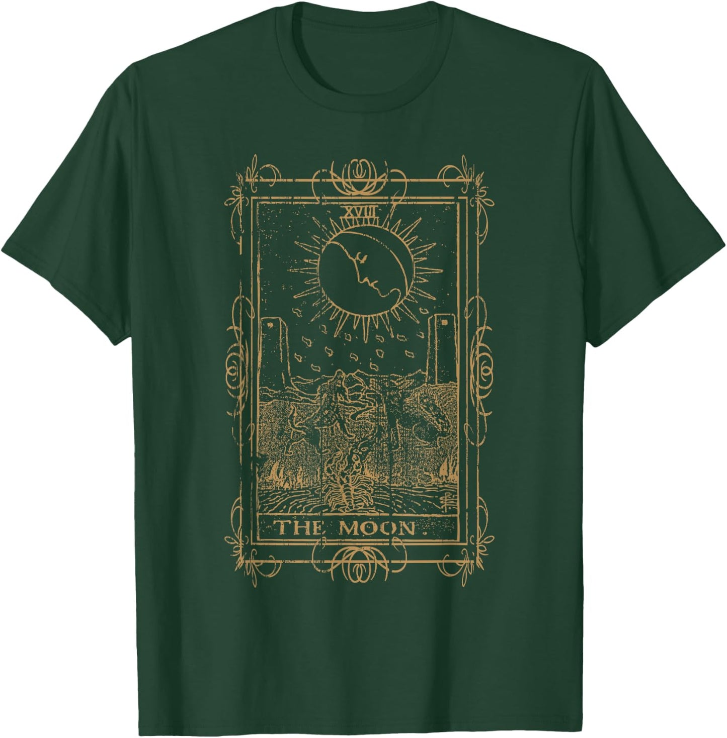 Goth Clothing Tarot Card The Moon Witchy Occult Clothes T-Shirt - T-Shirt | Forest