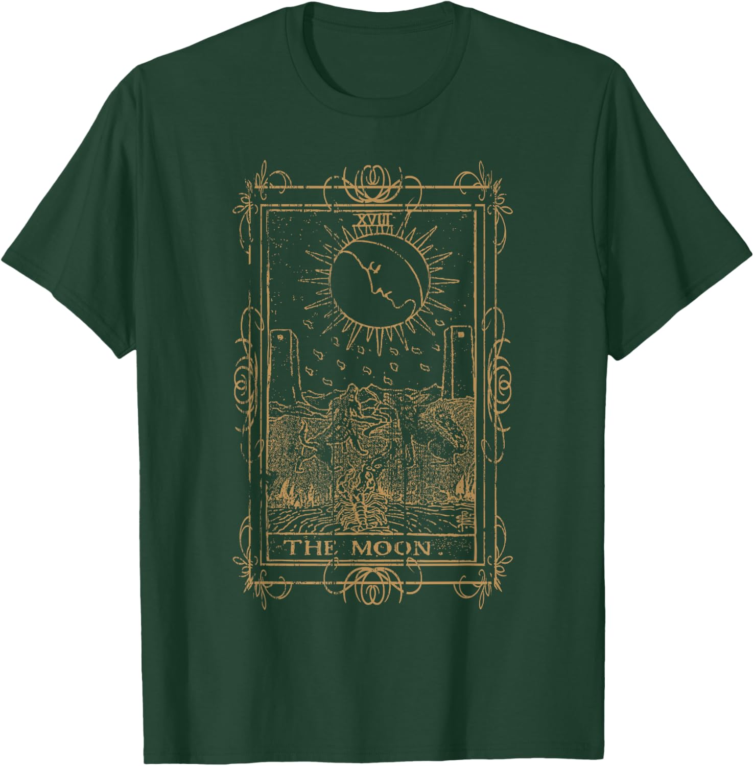 Goth Clothing Tarot Card The Moon Witchy Occult Clothes T-Shirt - T-Shirt | Forest