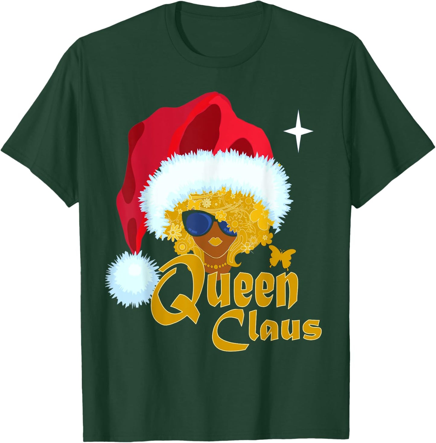 Queen Santa African American Christmas Melanin T-Shirt - T-Shirt | Forest