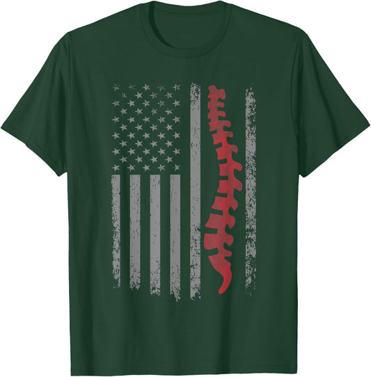 Vintage Distressed Spine Use Flag. Orthopedic Spine Nurse T-Shirt - T-Shirt | Forest