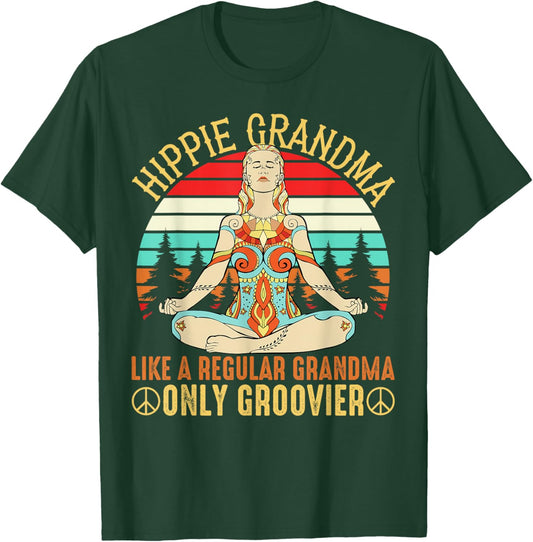 Hippie Grandma Like A Regular Grandma Funny Grandmother Fan T-Shirt - T-Shirt | Forest