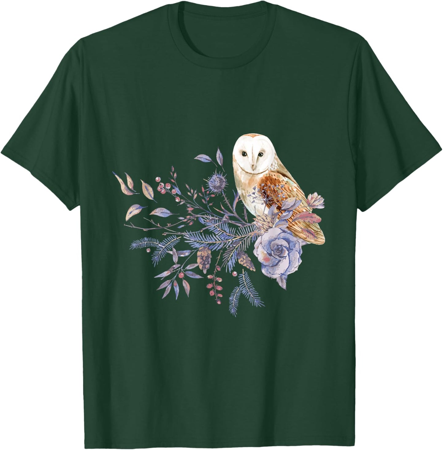 Floral Owl Bird Lover Gift Birds T-Shirt - T-Shirt | Forest