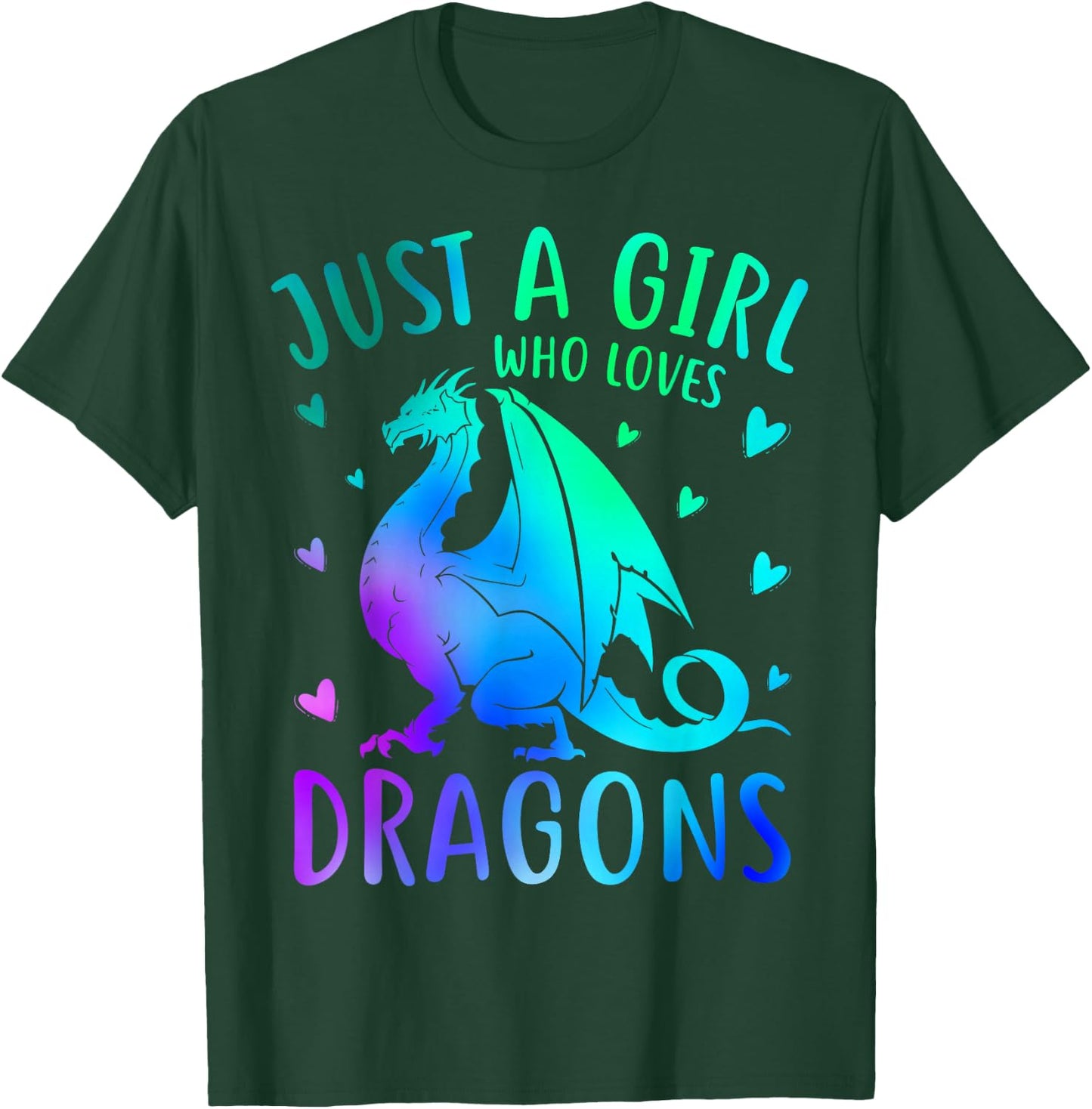 Cute Just A Girl Who Loves Dragons Women and Girls T-Shirt - T-Shirt | Forest