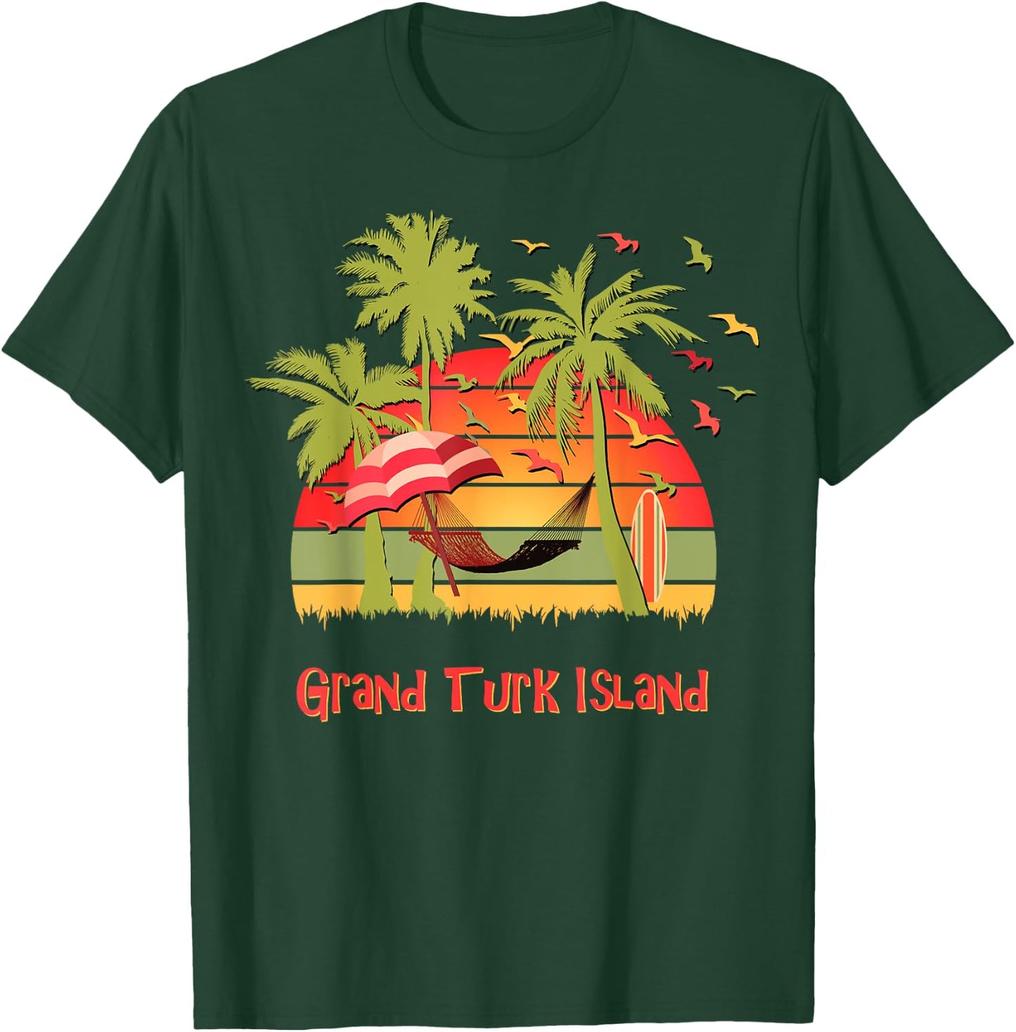 Grand Turk Island Tropical Beach Hammock Sunset Women Kids T-Shirt - T-Shirt | Forest